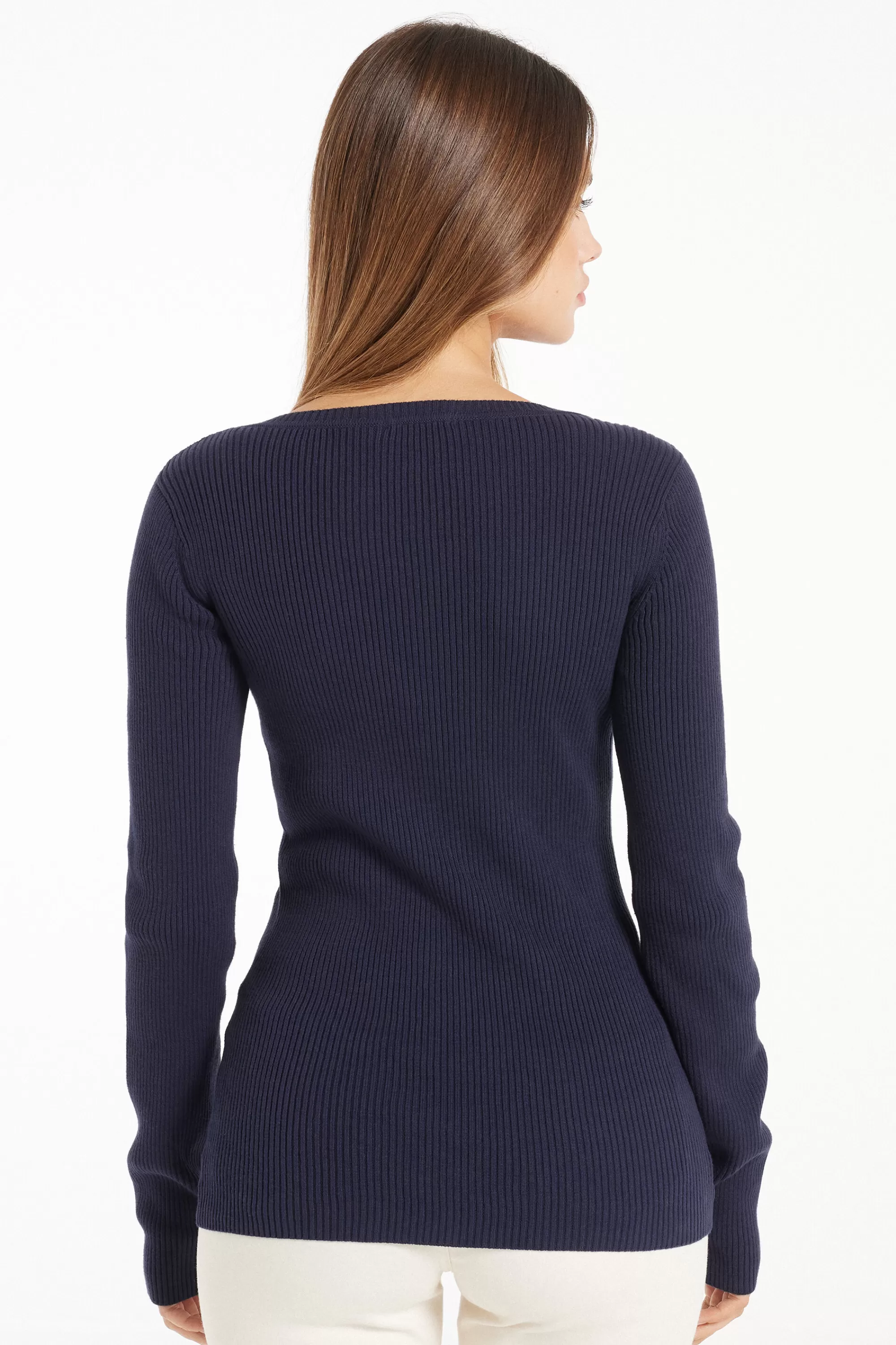 Hot Maglia Manica Lunga Scollo A V A Costine - Maglie Maniche Lunghe - Donna | Maglie maniche lunghe