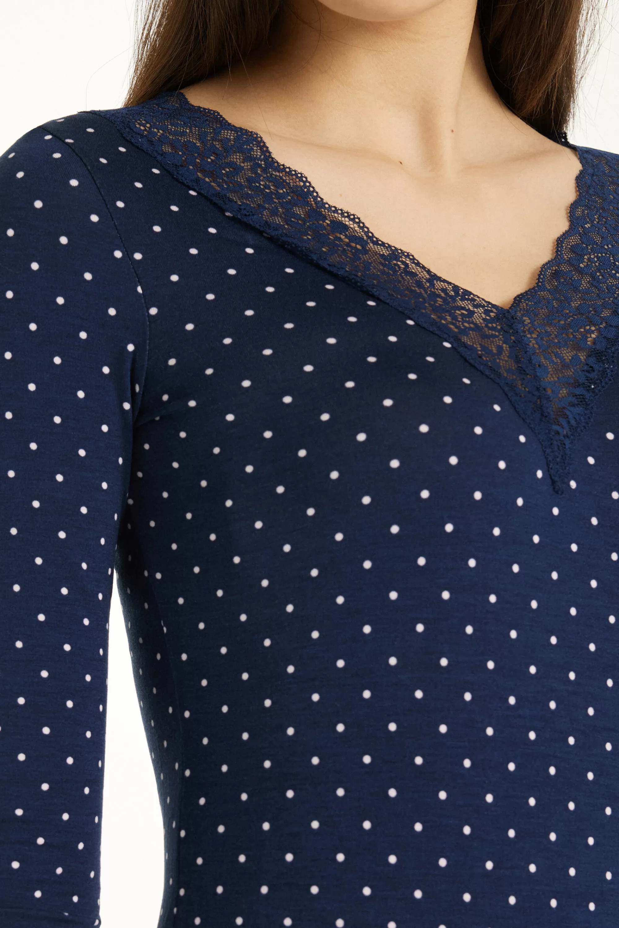 Cheap Maglia Manica Lunga Scollo A V Con Pizzo - Maglie Maniche Lunghe - Donna | Maglie maniche lunghe