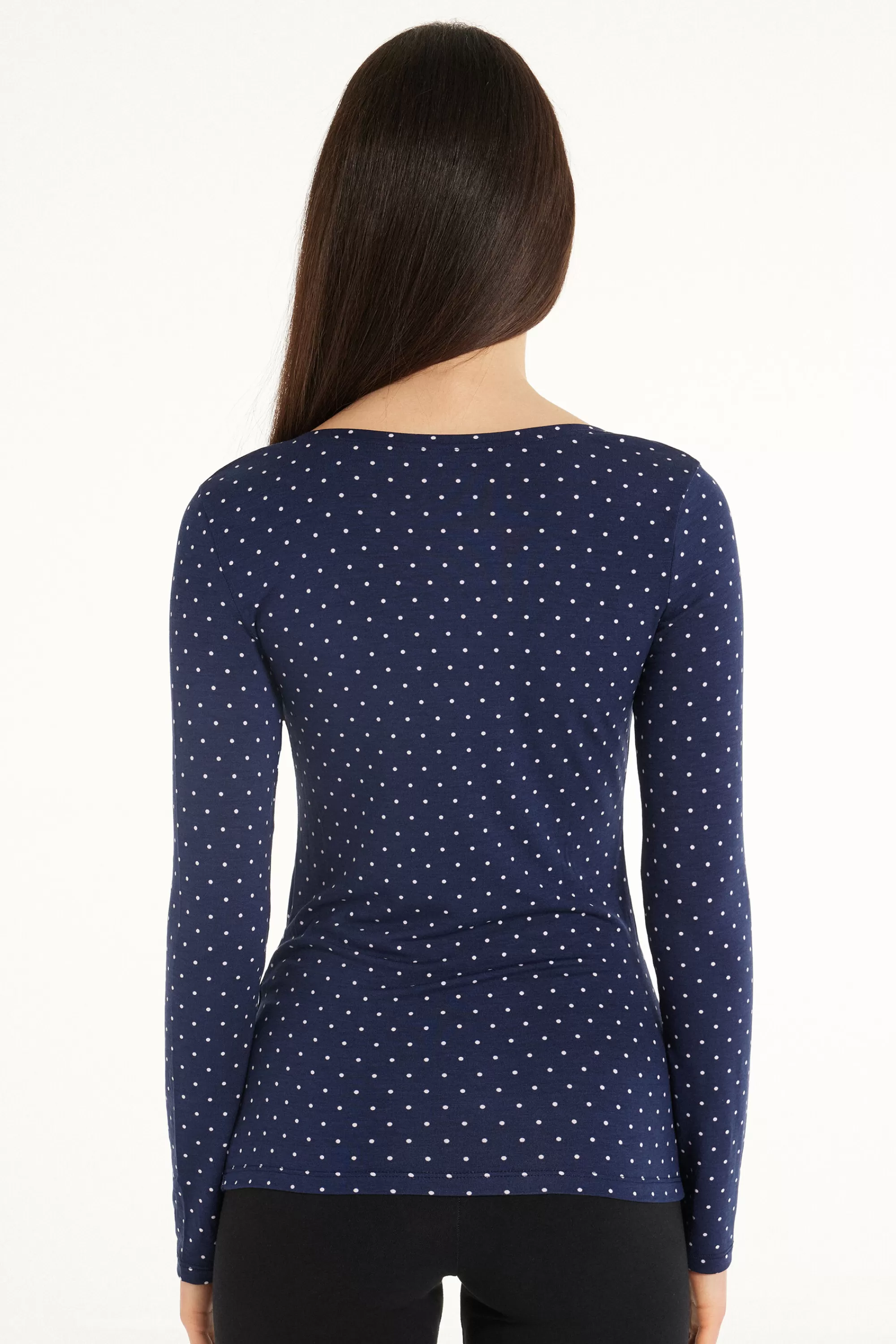 Best Sale Maglia Manica Lunga Scollo Ampio Viscosa Stampata - Maglie Maniche Lunghe - Donna | Maglie maniche lunghe