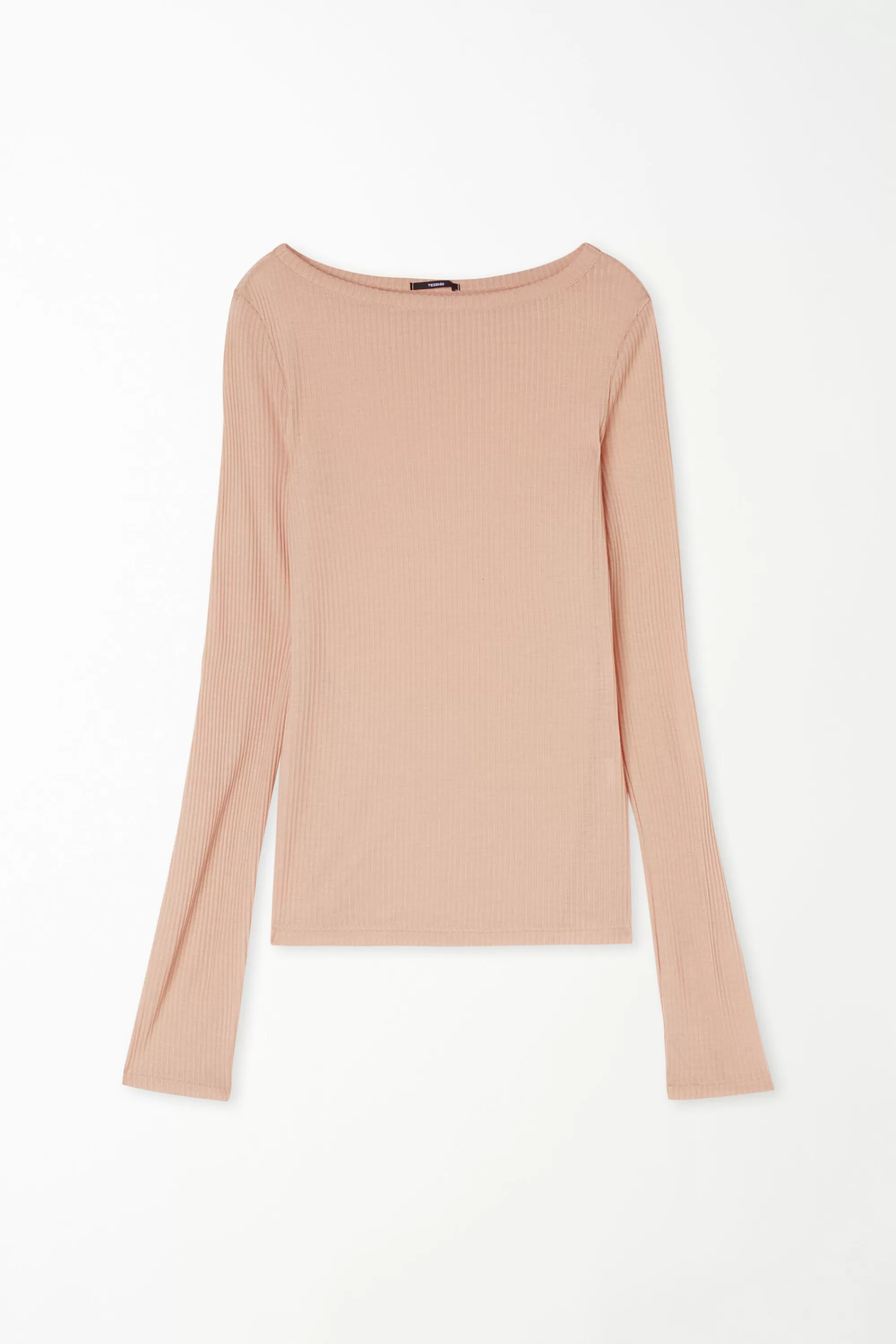 Flash Sale Maglia Manica Lunga Scollo Barchetta Viscosa Ultraleggera A Costine - Maglie Maniche Lunghe - Donna | Maglie maniche lunghe