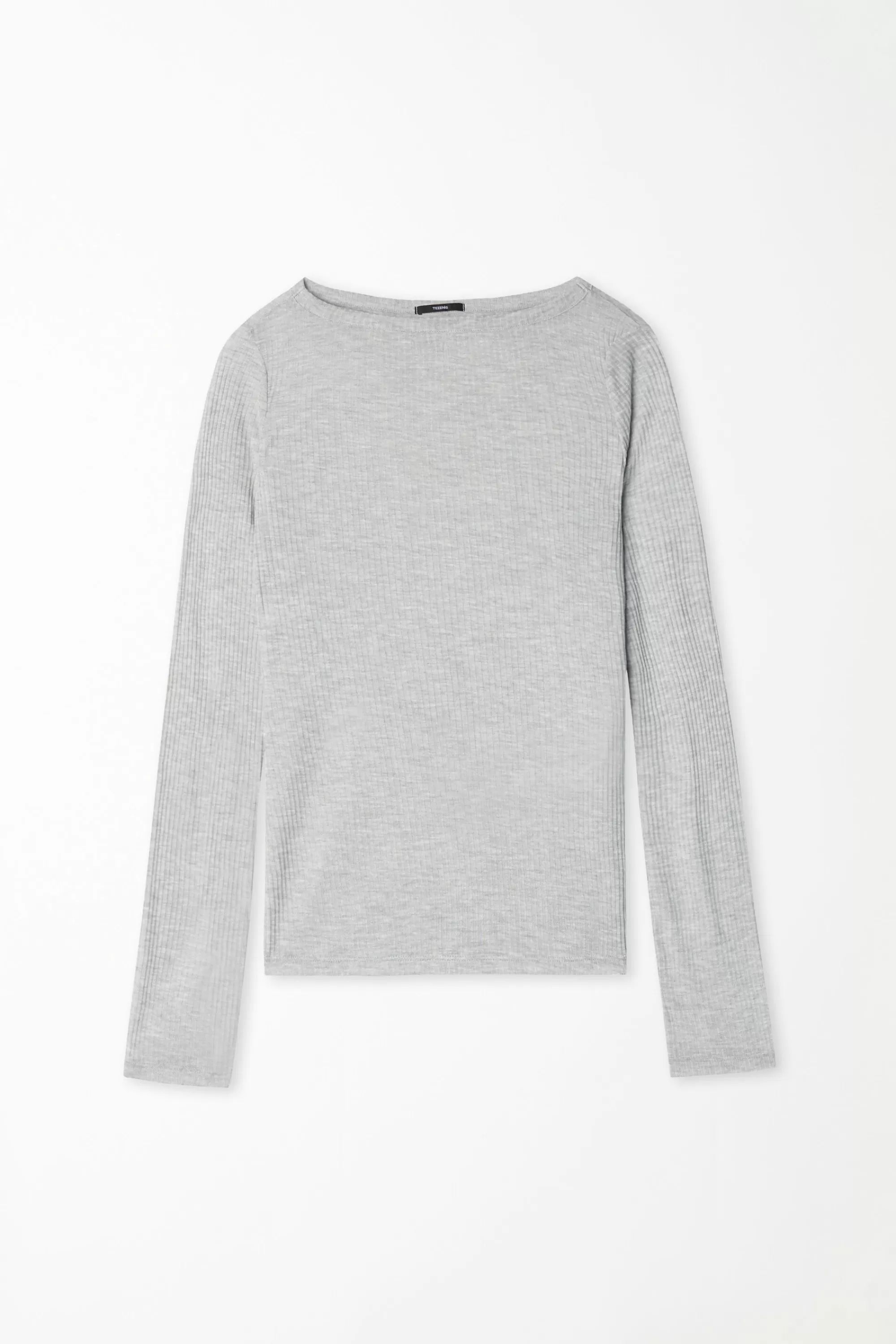 Shop Maglia Manica Lunga Scollo Barchetta Viscosa Ultraleggera A Costine - Maglie Maniche Lunghe - Donna | Maglie maniche lunghe