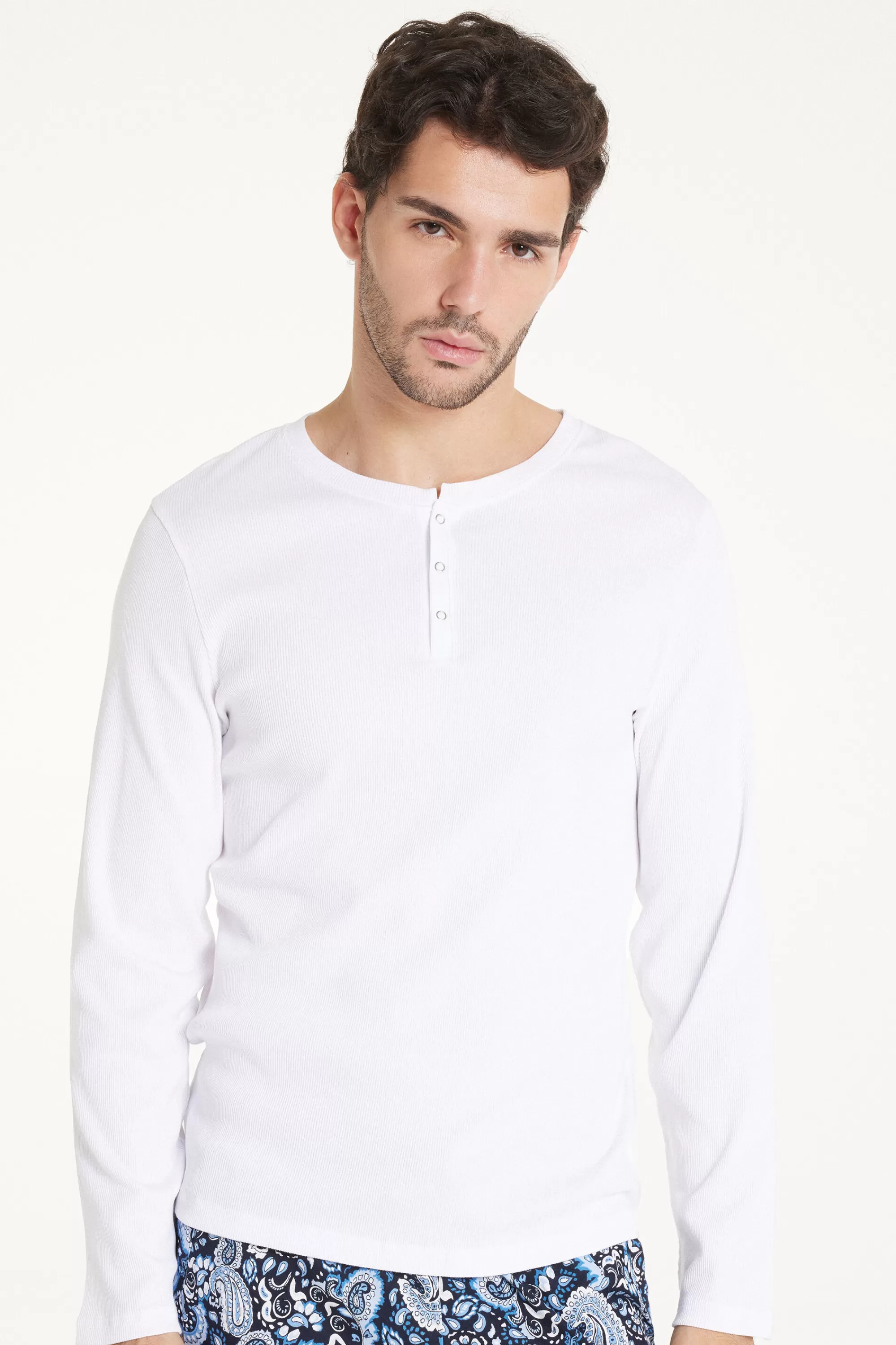 Hot Maglia Manica Lunga Serafino Costine - Maglie Maniche Lunghe - Uomo | Maglie maniche lunghe