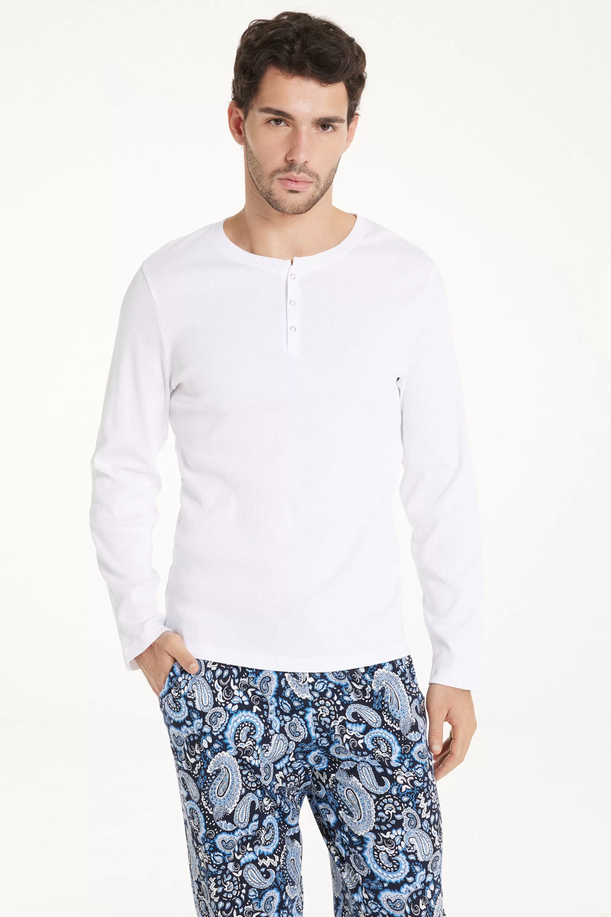 Hot Maglia Manica Lunga Serafino Costine - Maglie Maniche Lunghe - Uomo | Maglie maniche lunghe