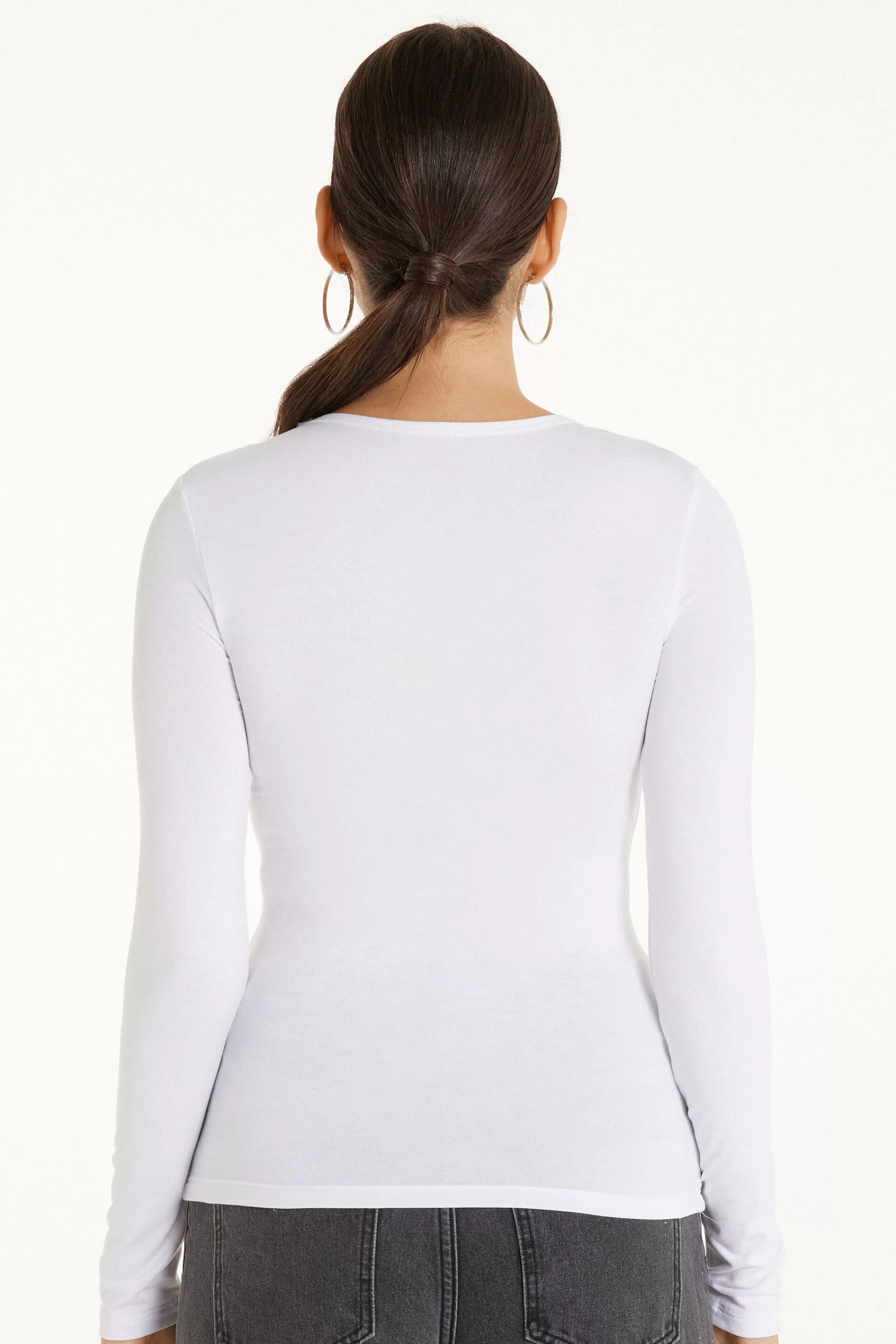 Best Sale Maglia Manica Lunga Viscosa Con Gioiello - Maglie Maniche Lunghe - Donna | Maglie maniche lunghe