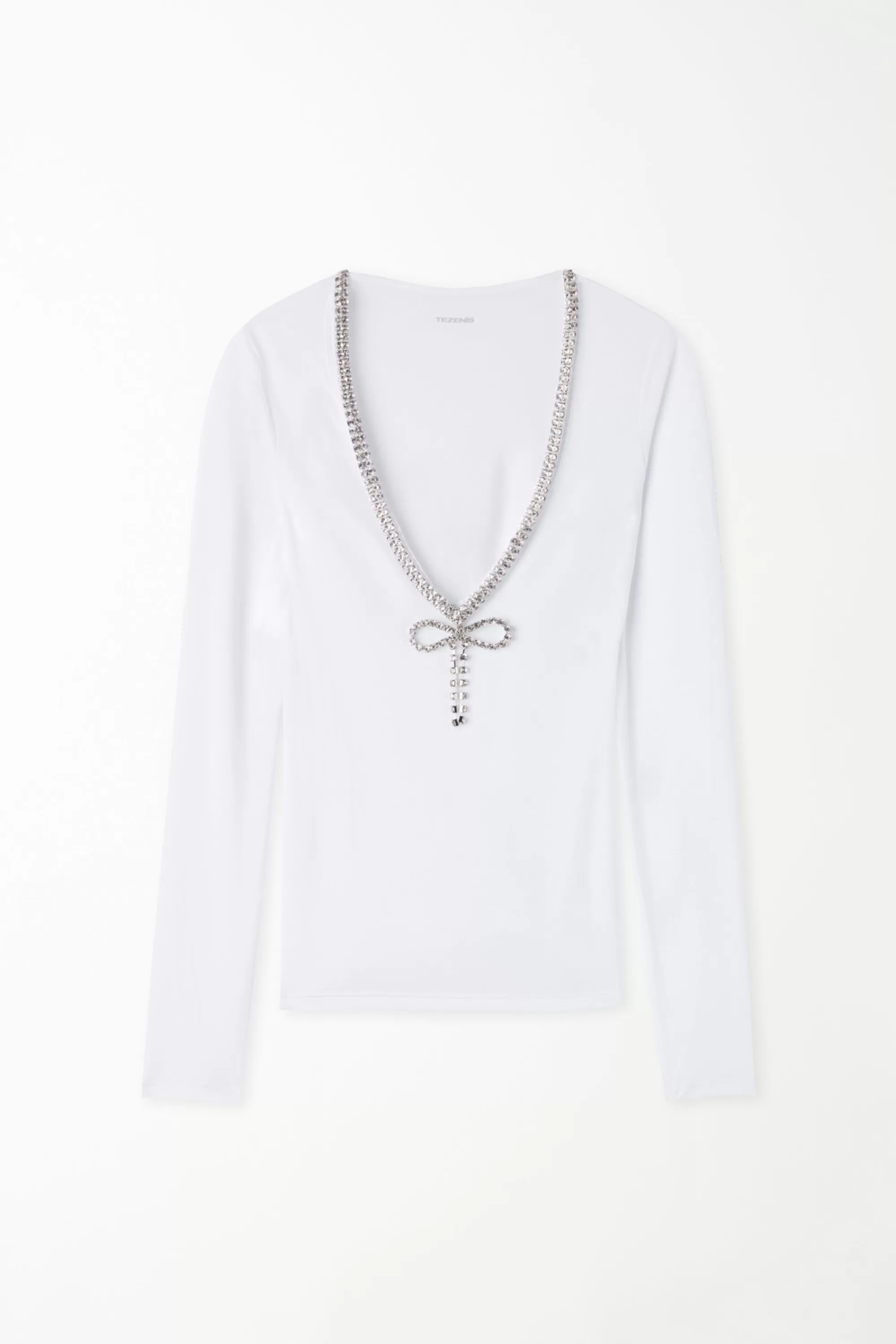 Best Sale Maglia Manica Lunga Viscosa Con Gioiello - Maglie Maniche Lunghe - Donna | Maglie maniche lunghe