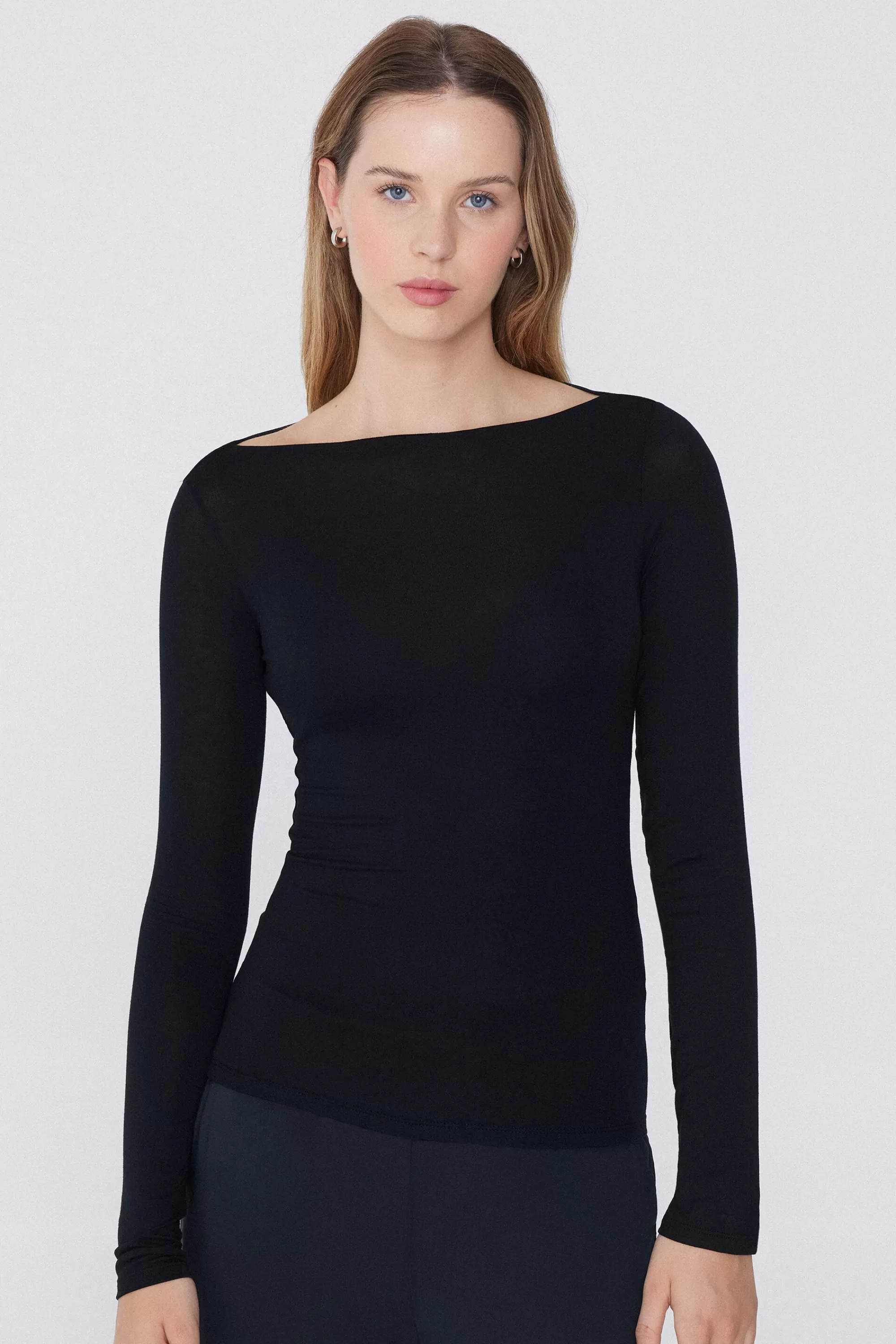 Cheap Maglia Maniche Lunghe Scollo Barchetta Viscosa - Maglie Maniche Lunghe - Donna | Maglie maniche lunghe