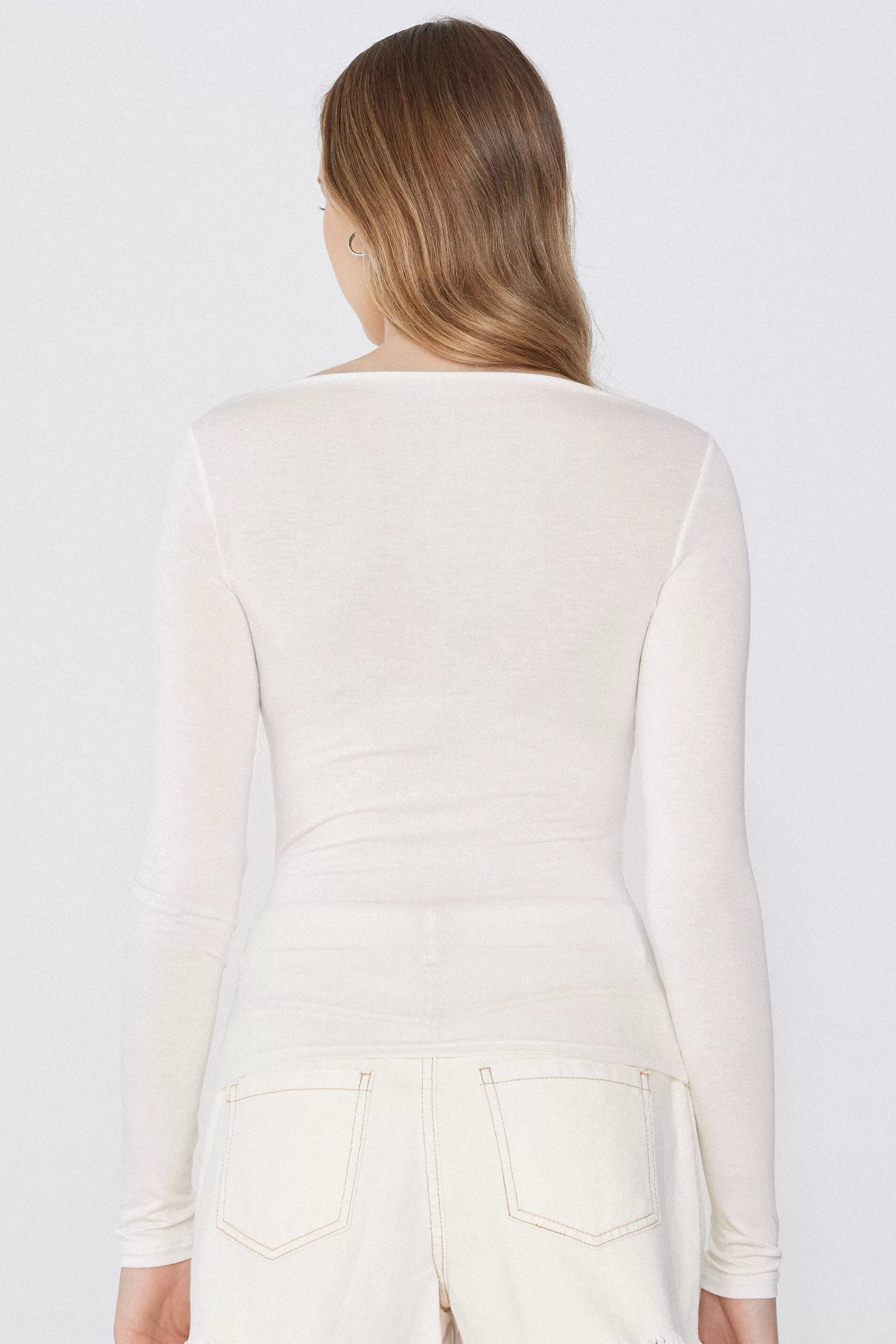 Sale Maglia Maniche Lunghe Scollo Barchetta Viscosa - Maglie Maniche Lunghe - Donna | Maglie maniche lunghe