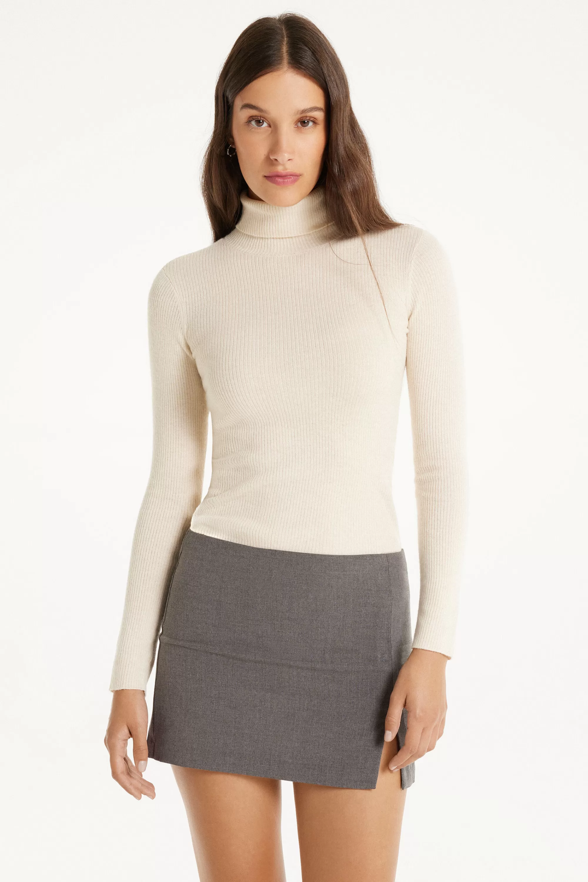 Cheap Maglia Pesante Manica Lunga Collo Alto Costine Con Lana - Cardigan E Maglioni - Donna | Maglioncini lana | Cardigan e Maglioni