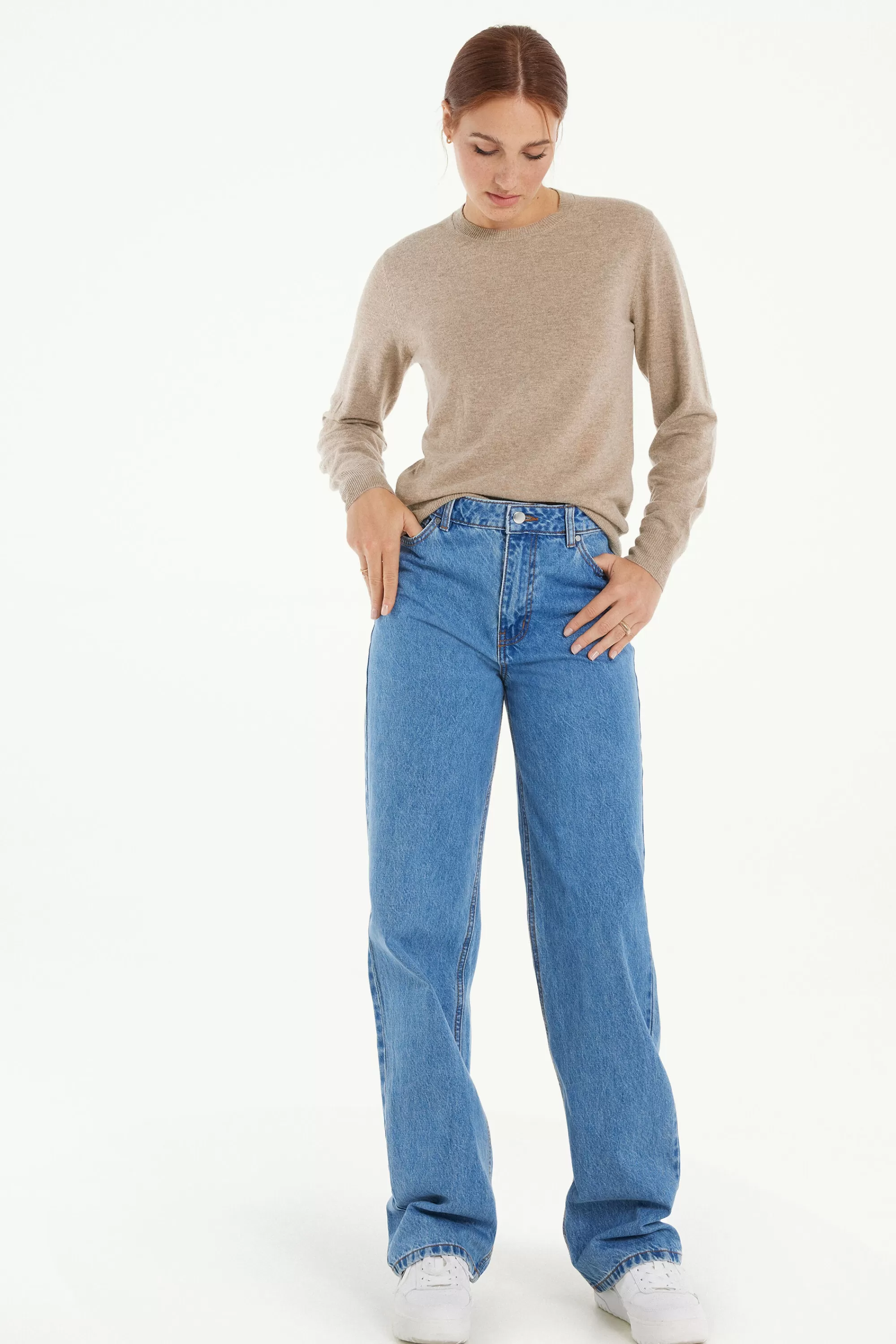 Best Sale Maglia Pesante Manica Lunga Girocollo Con Lana - Cardigan E Maglioni - Donna | Maglioncini lana | Cardigan e Maglioni