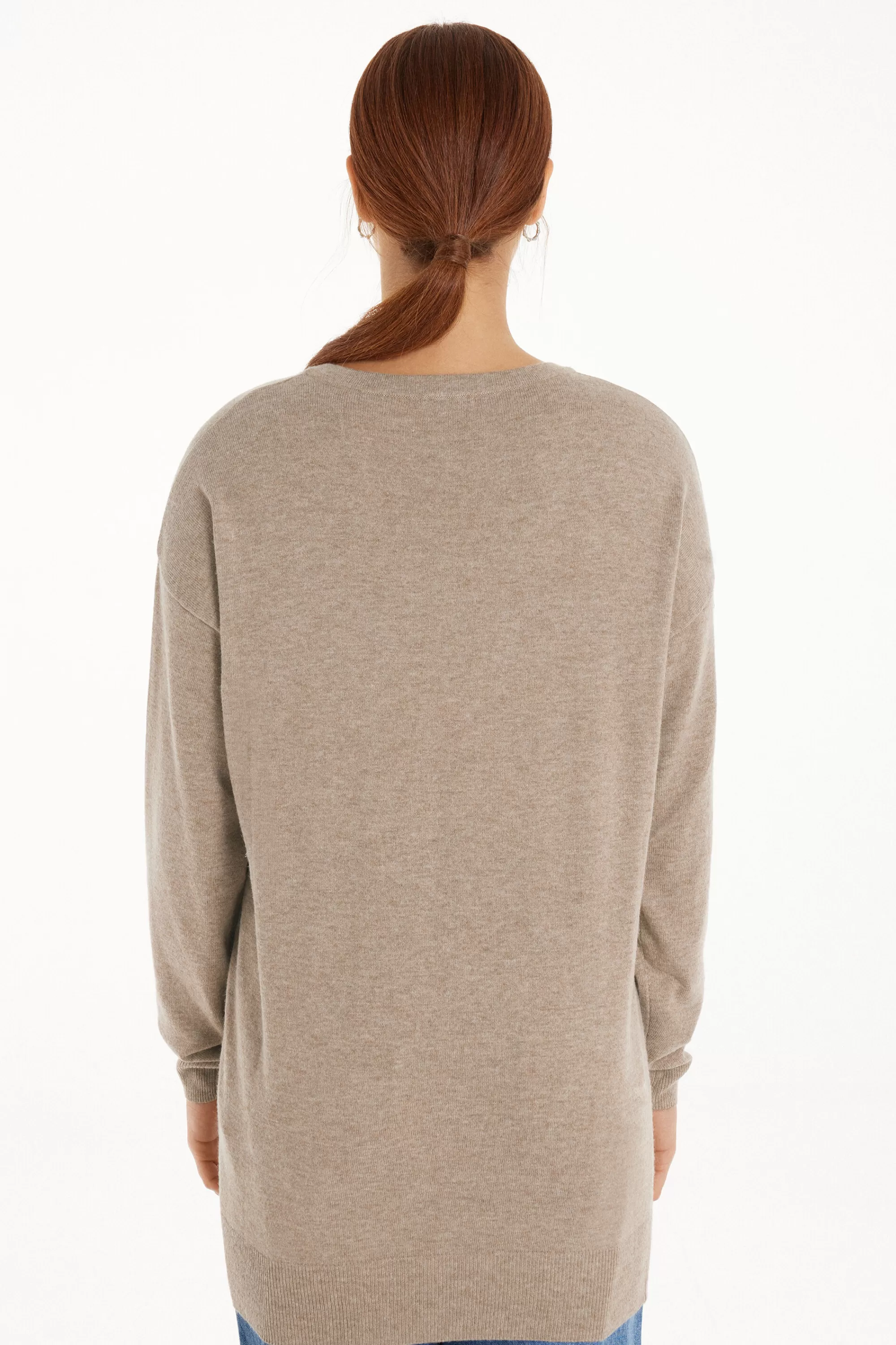 Best Sale Maglia Pesante Manica Lunga Scollo A V Con Lana - Cardigan E Maglioni - Donna | Maglioncini lana | Cardigan e Maglioni