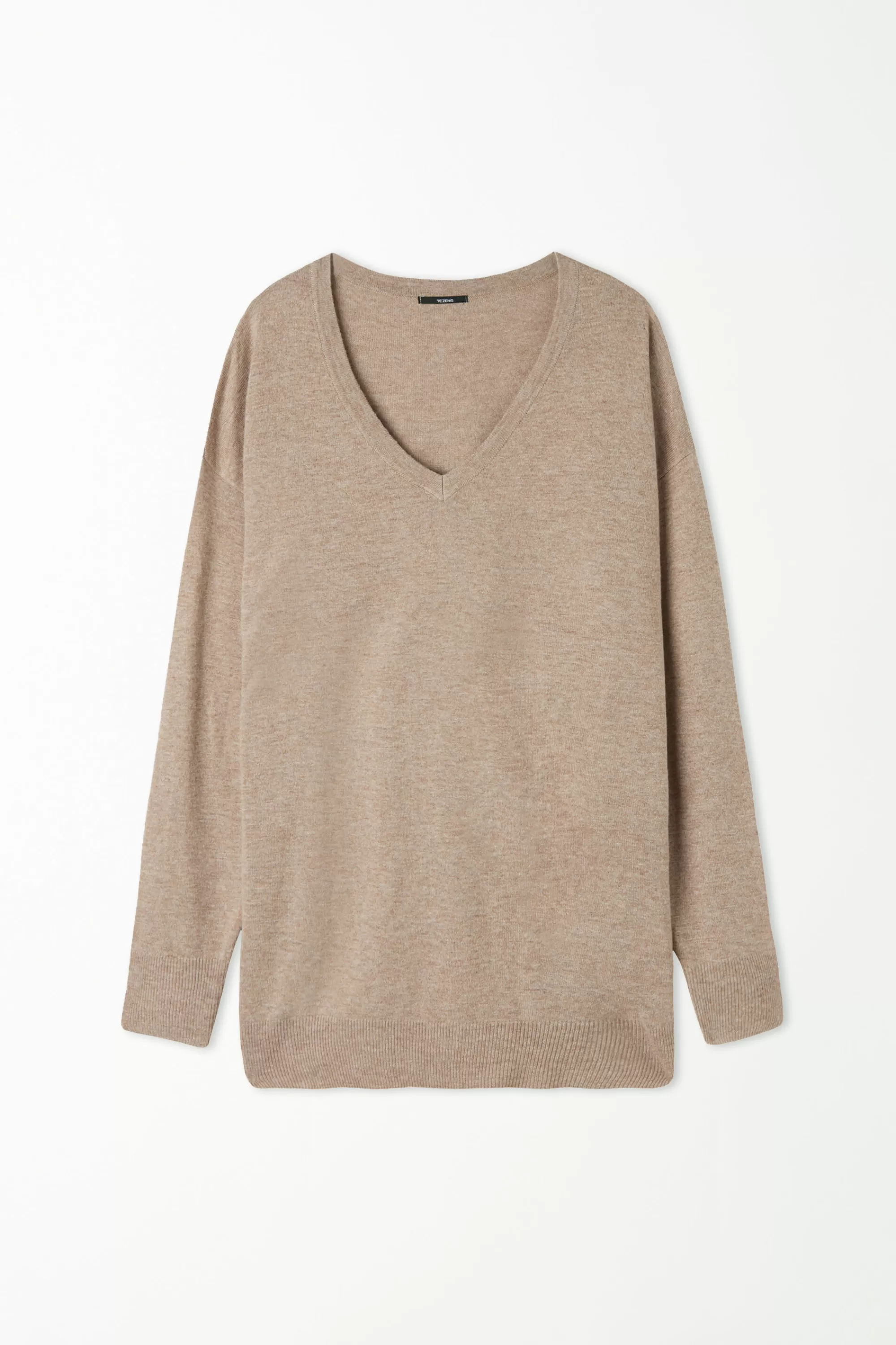 Best Sale Maglia Pesante Manica Lunga Scollo A V Con Lana - Cardigan E Maglioni - Donna | Maglioncini lana | Cardigan e Maglioni
