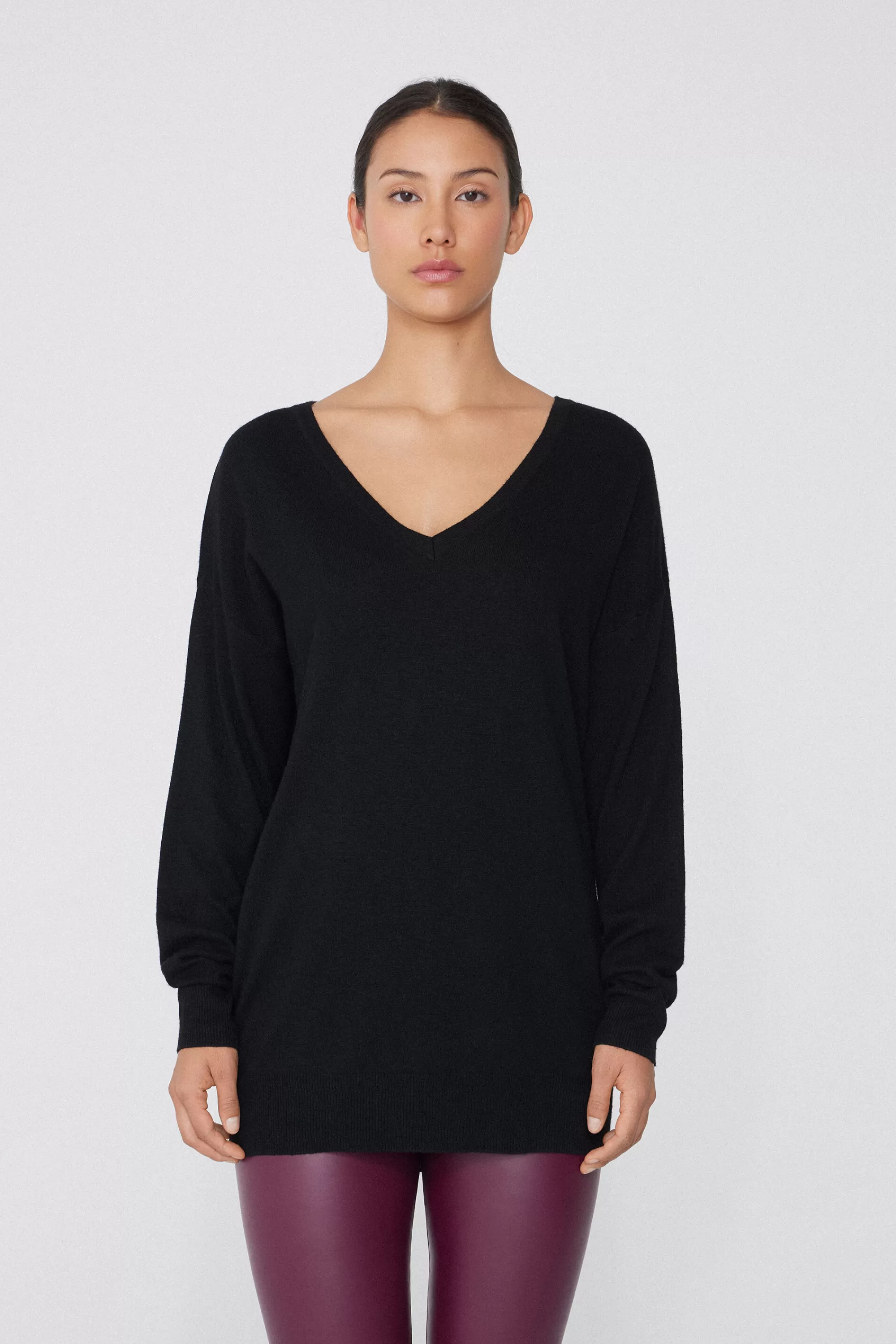 Discount Maglia Pesante Manica Lunga Scollo A V Con Lana - Cardigan E Maglioni - Donna | Maglioncini lana | Cardigan e Maglioni