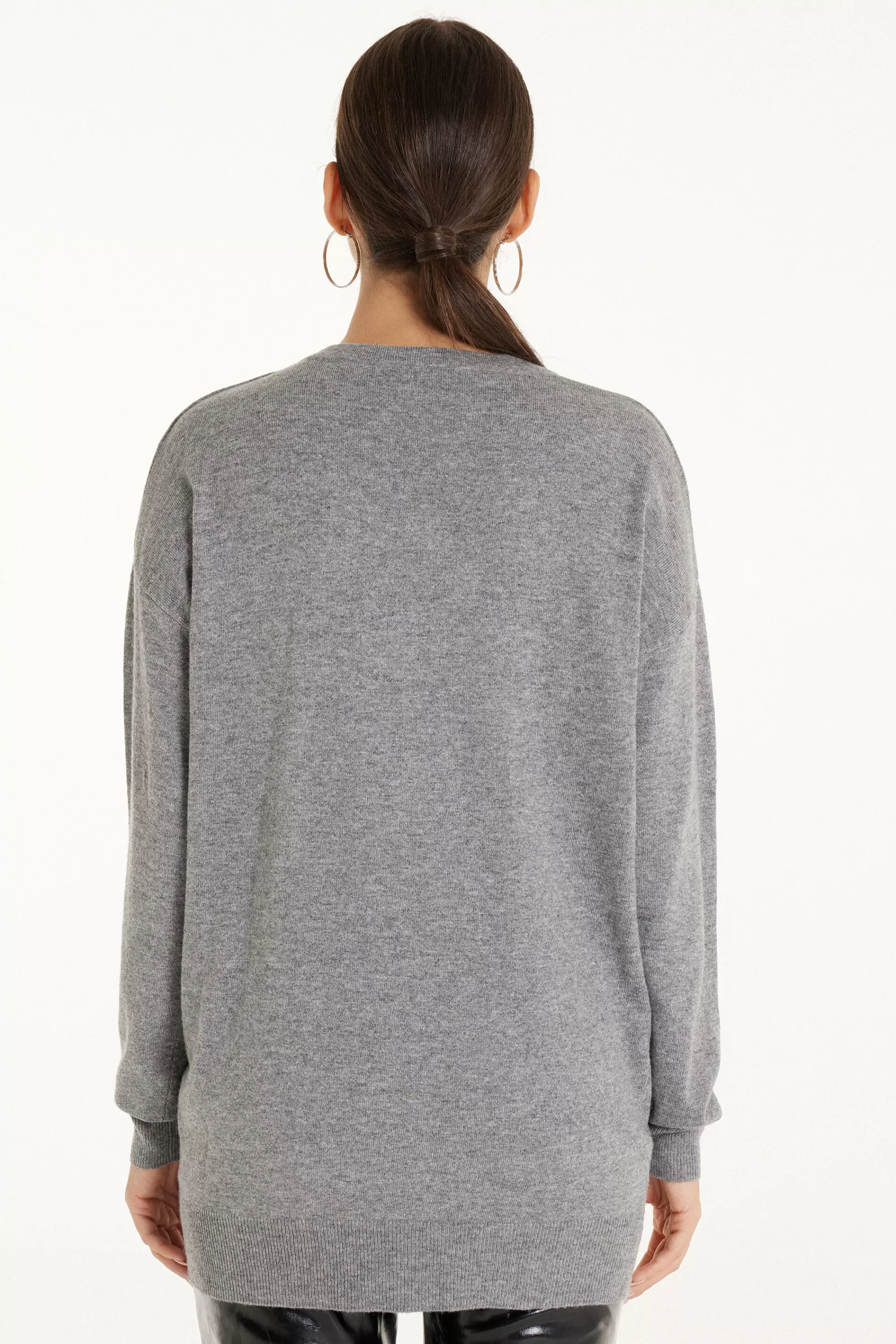 Discount Maglia Pesante Manica Lunga Scollo A V Con Lana - Cardigan E Maglioni - Donna | Maglioncini lana | Cardigan e Maglioni