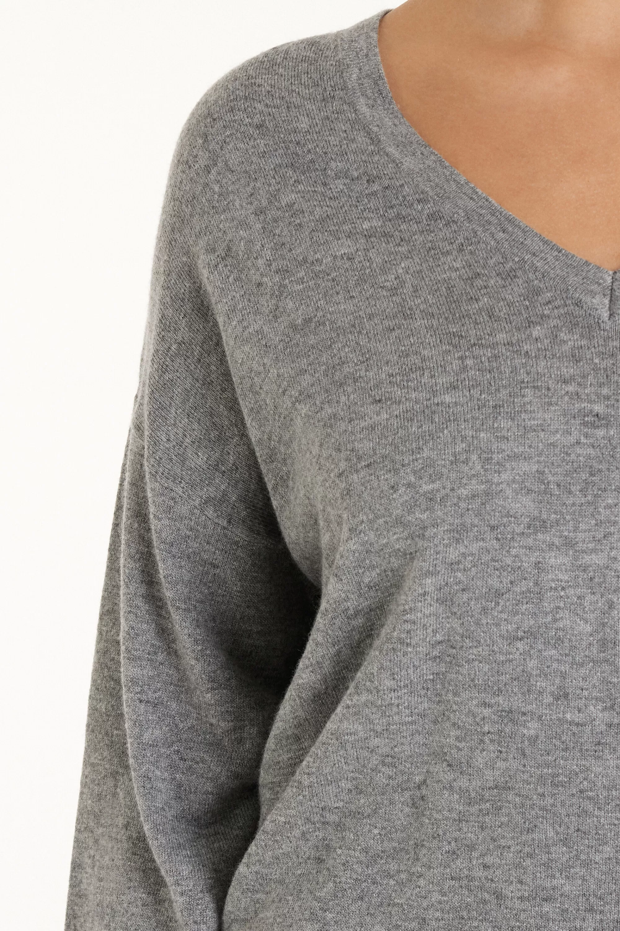Discount Maglia Pesante Manica Lunga Scollo A V Con Lana - Cardigan E Maglioni - Donna | Maglioncini lana | Cardigan e Maglioni