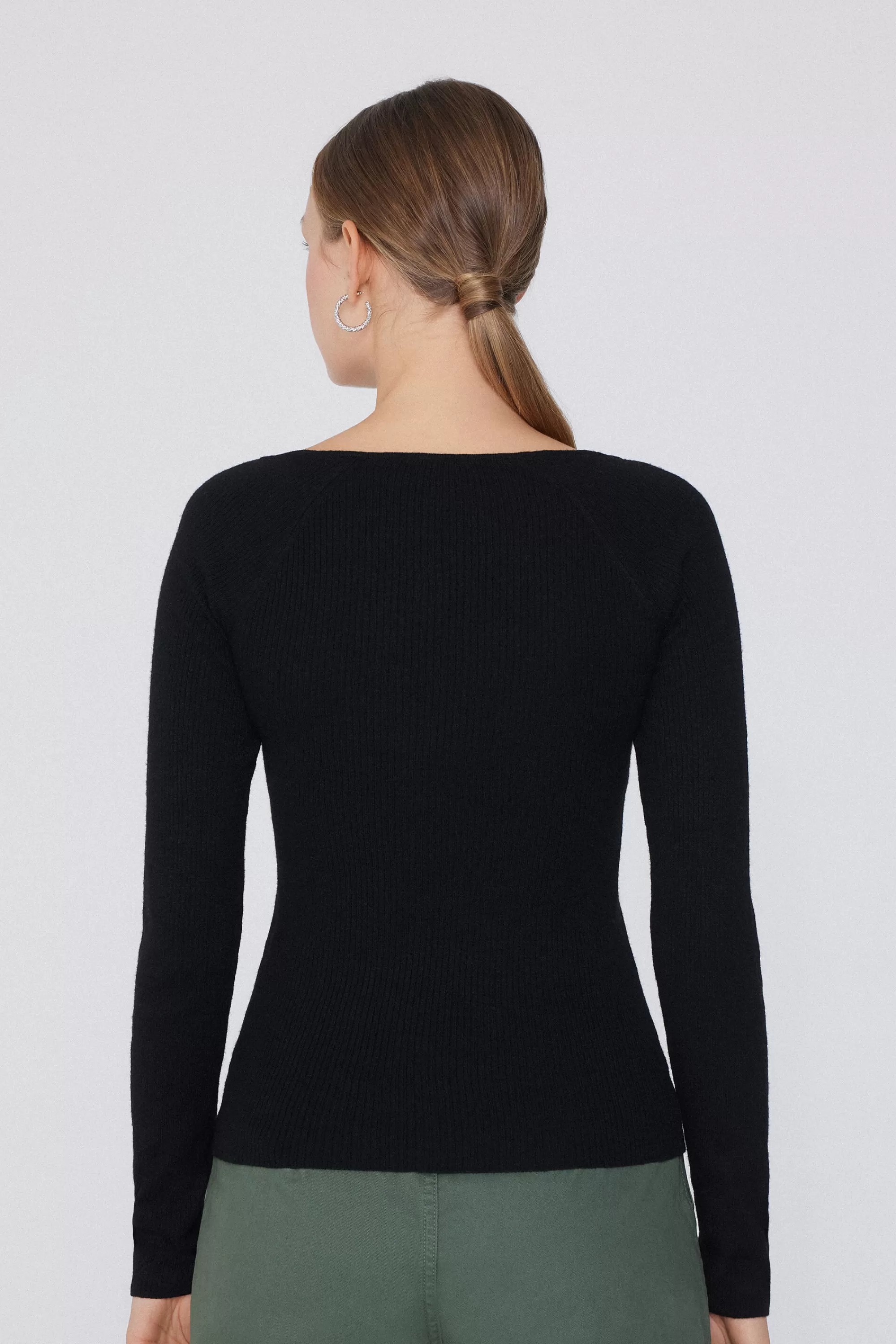 Cheap Maglia Pesante Manica Lunga Scollo A V Costine Con Lana - Cardigan E Maglioni - Donna | Maglioncini lana | Cardigan e Maglioni