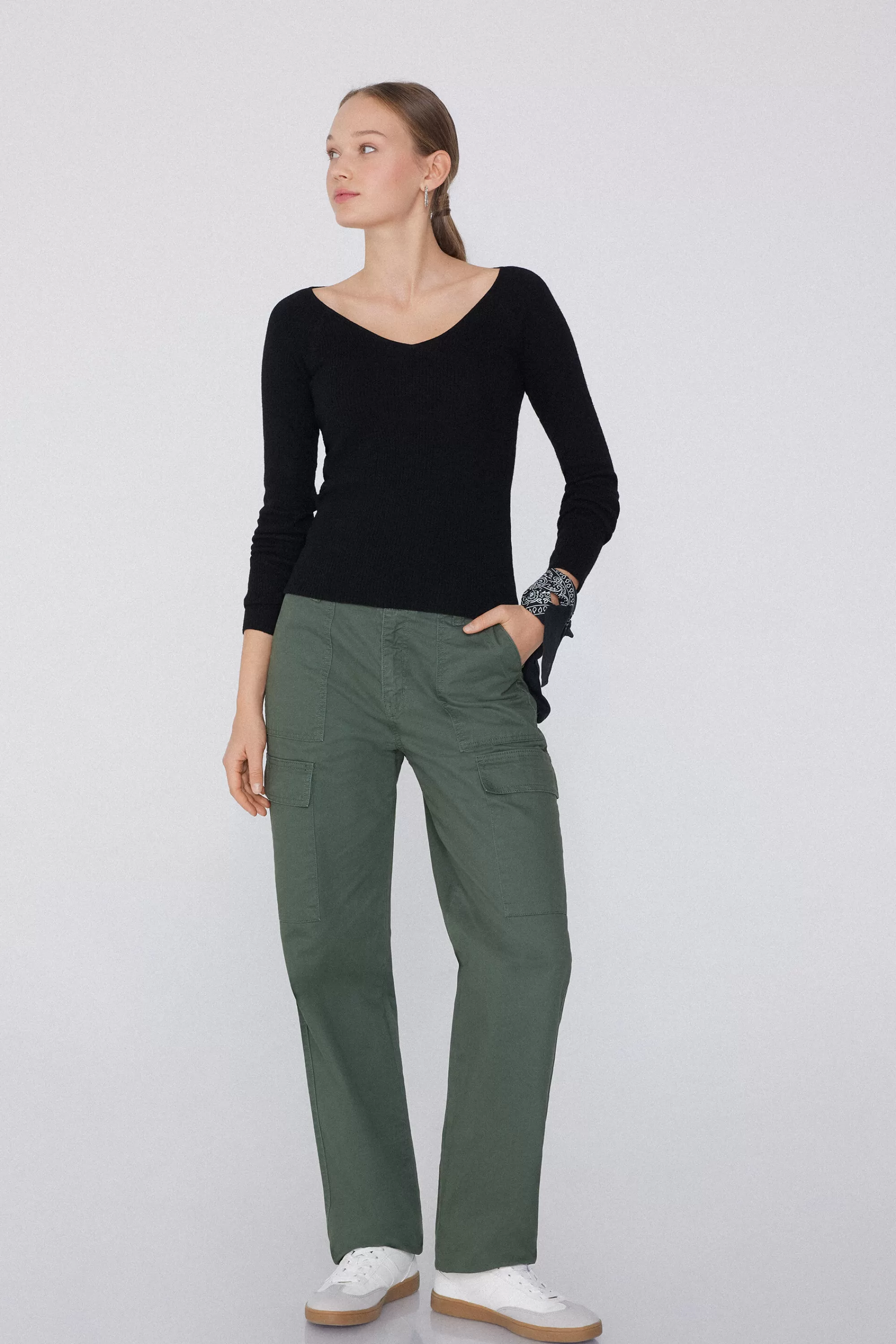Cheap Maglia Pesante Manica Lunga Scollo A V Costine Con Lana - Cardigan E Maglioni - Donna | Maglioncini lana | Cardigan e Maglioni
