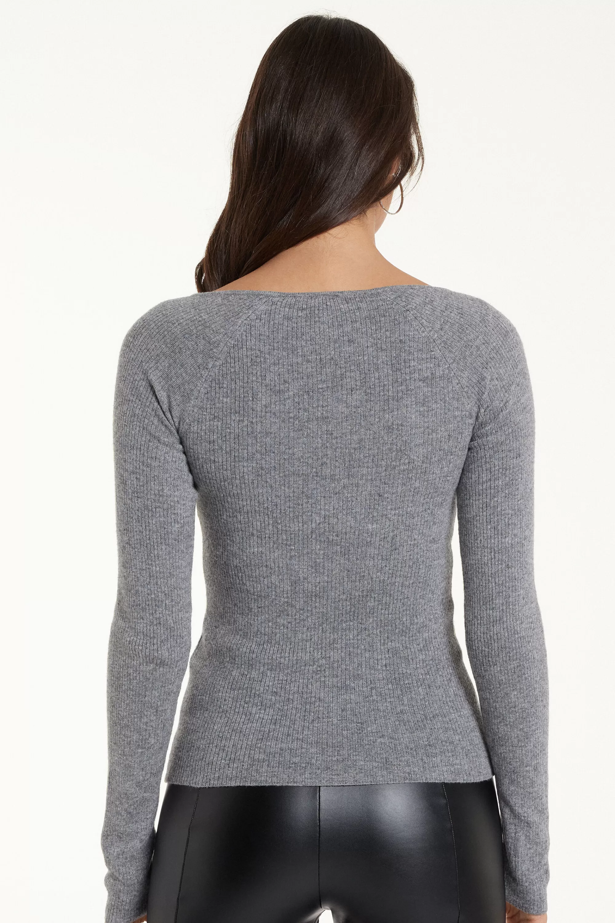 Hot Maglia Pesante Manica Lunga Scollo A V Costine Con Lana - Cardigan E Maglioni - Donna | Maglioncini lana | Cardigan e Maglioni