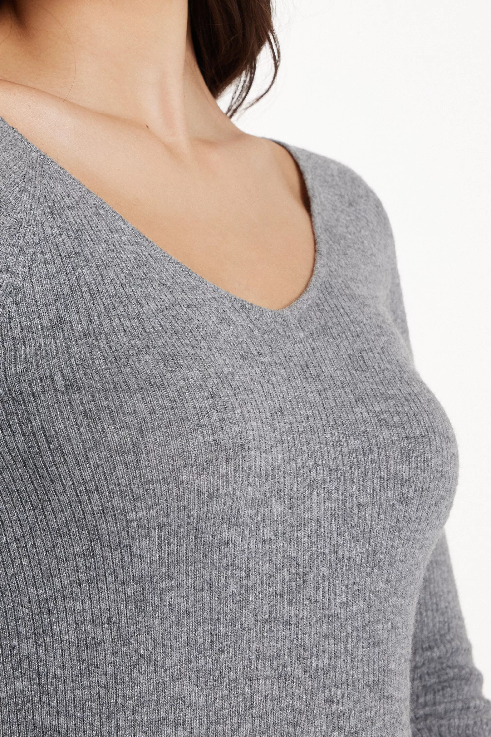 Hot Maglia Pesante Manica Lunga Scollo A V Costine Con Lana - Cardigan E Maglioni - Donna | Maglioncini lana | Cardigan e Maglioni