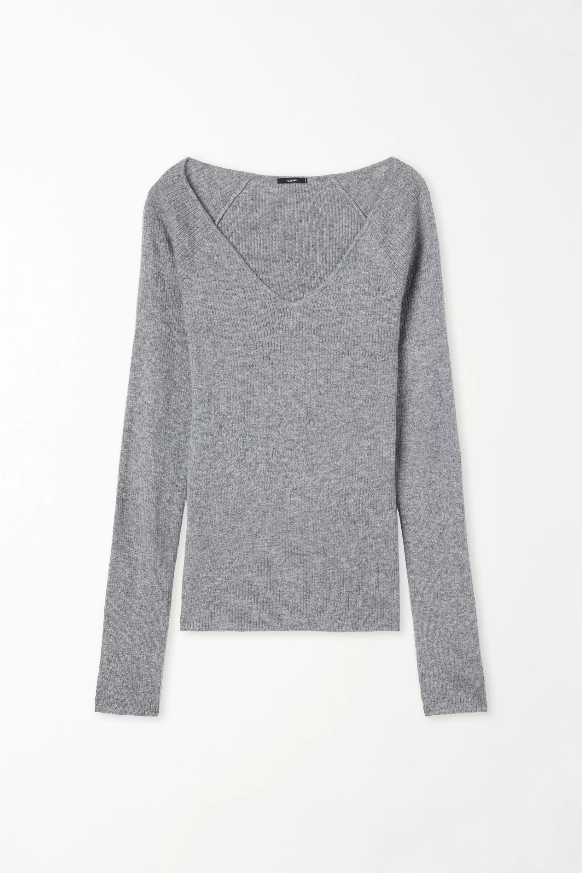 Hot Maglia Pesante Manica Lunga Scollo A V Costine Con Lana - Cardigan E Maglioni - Donna | Maglioncini lana | Cardigan e Maglioni
