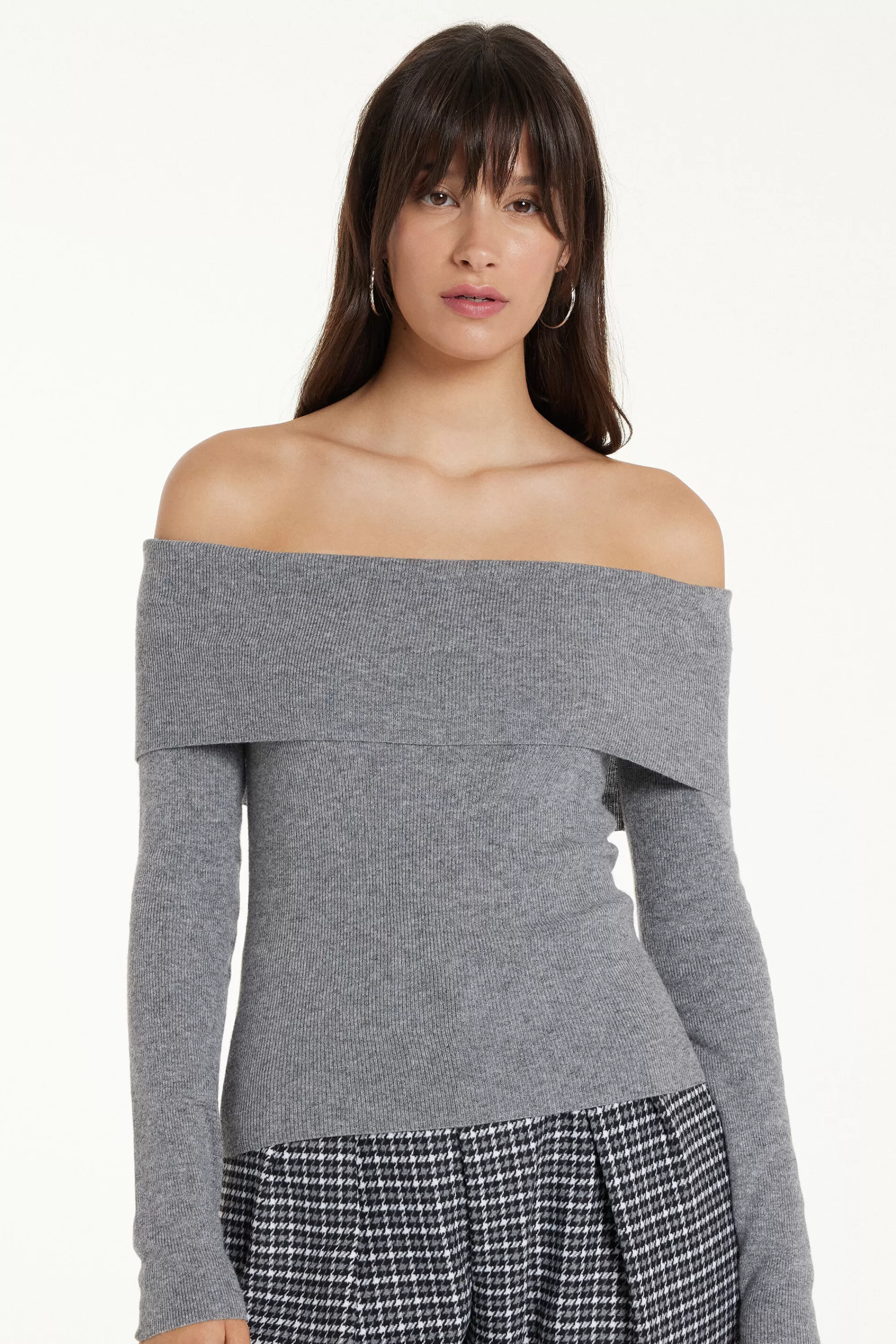 Discount Maglia Pesante Manica Lunga Spalle Scoperte Con Lana - Cardigan E Maglioni - Donna | Maglioncini lana | Cardigan e Maglioni