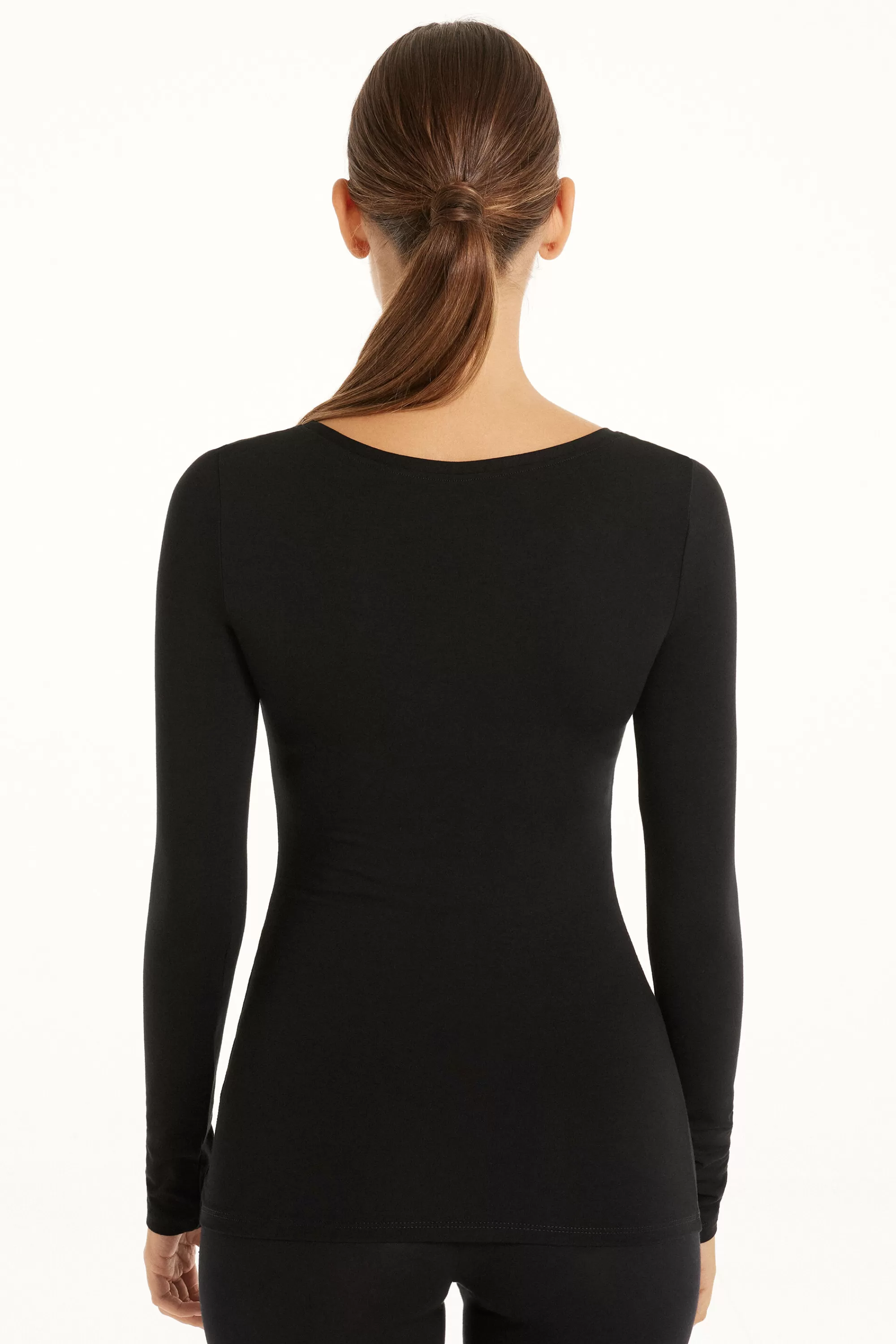 Shop Maglia Scollo Madonna Maniche Lunghe In Viscosa - Maglie Maniche Lunghe - Donna | Maglie maniche lunghe