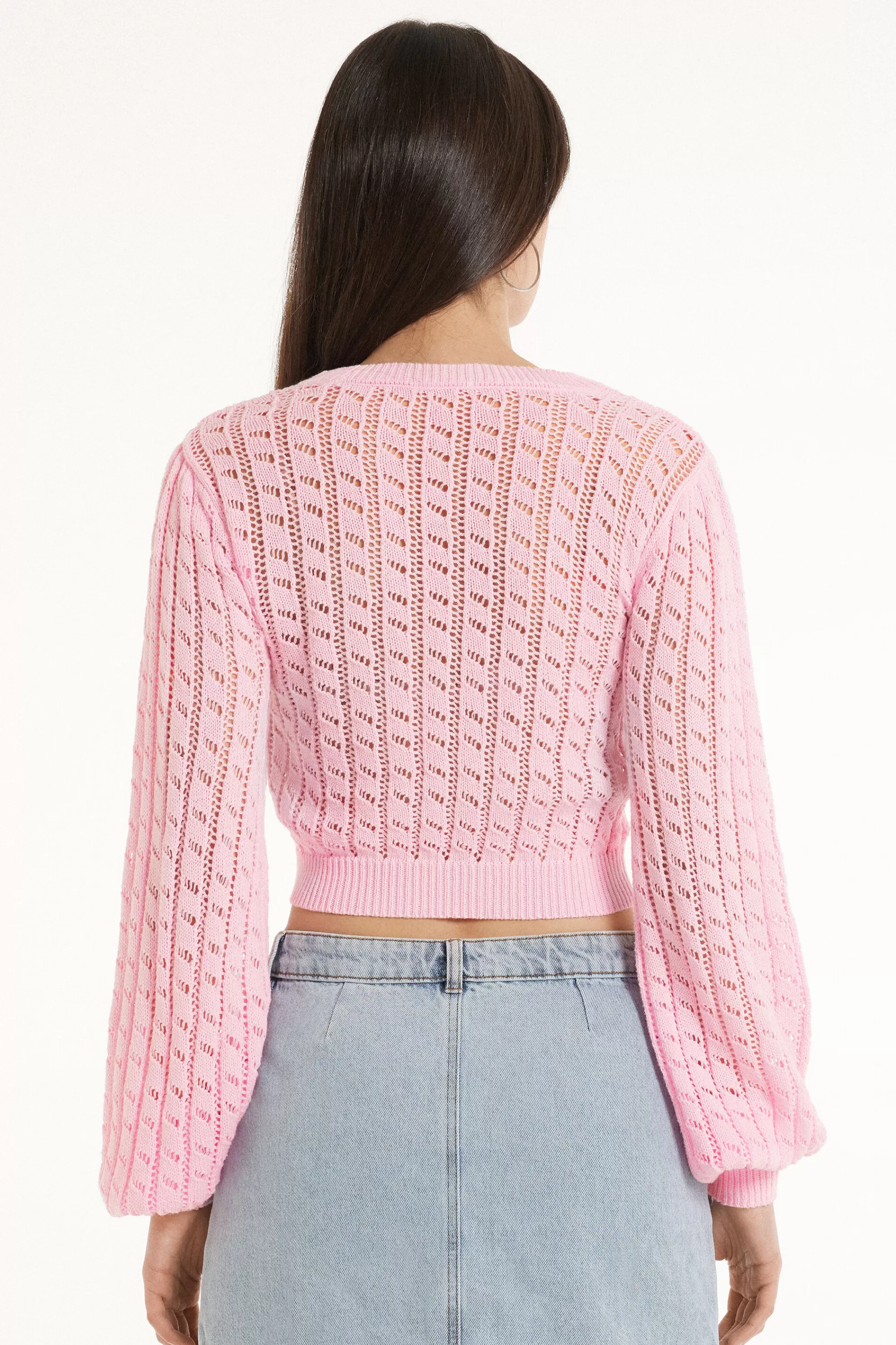 Cheap Maglioncino Corto A Manica Lunga Traforato - Maglie Maniche Lunghe - Donna | Cardigan e Maglioni | Maglie maniche lunghe