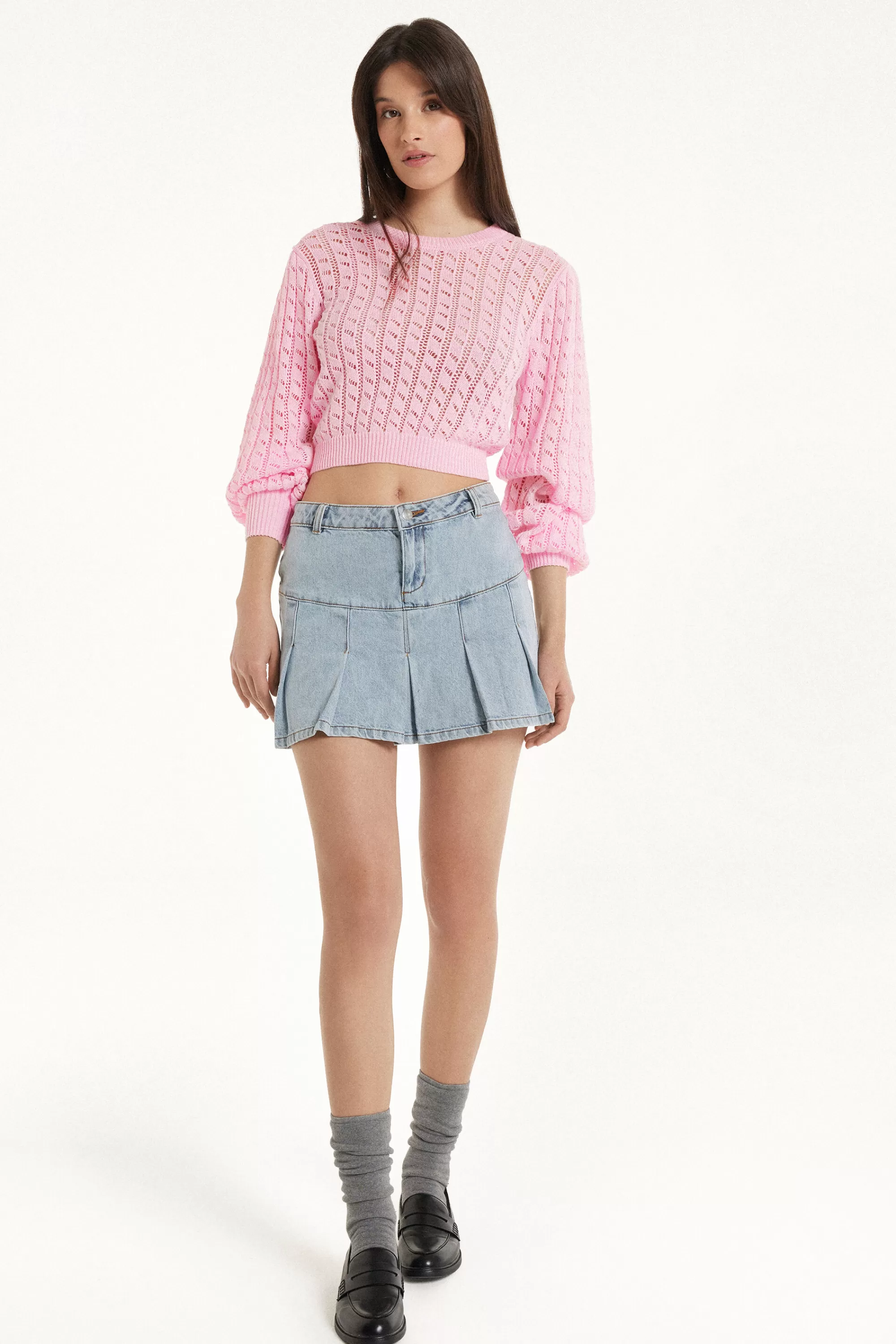 Cheap Maglioncino Corto A Manica Lunga Traforato - Maglie Maniche Lunghe - Donna | Cardigan e Maglioni | Maglie maniche lunghe