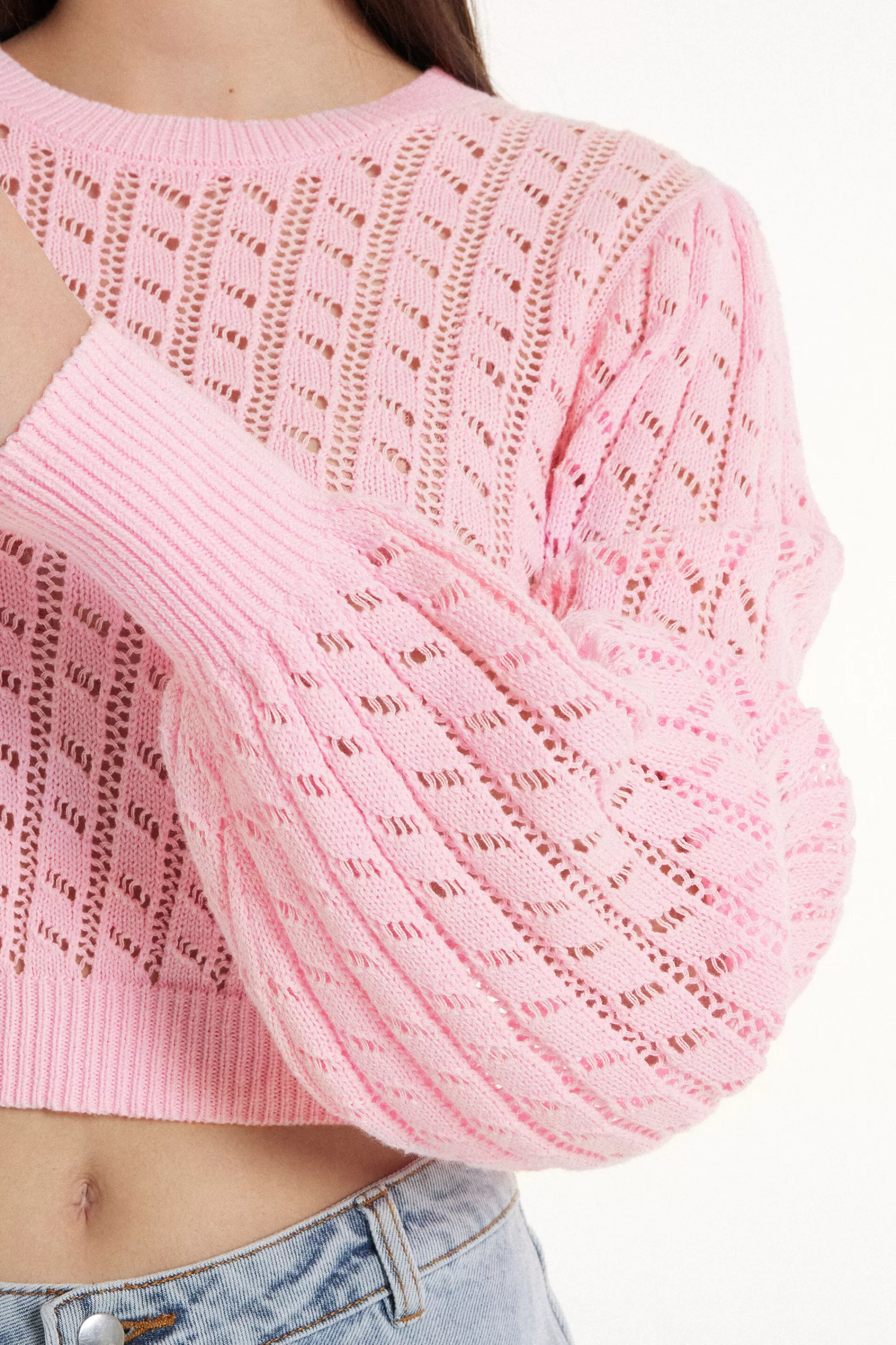 Cheap Maglioncino Corto A Manica Lunga Traforato - Maglie Maniche Lunghe - Donna | Cardigan e Maglioni | Maglie maniche lunghe
