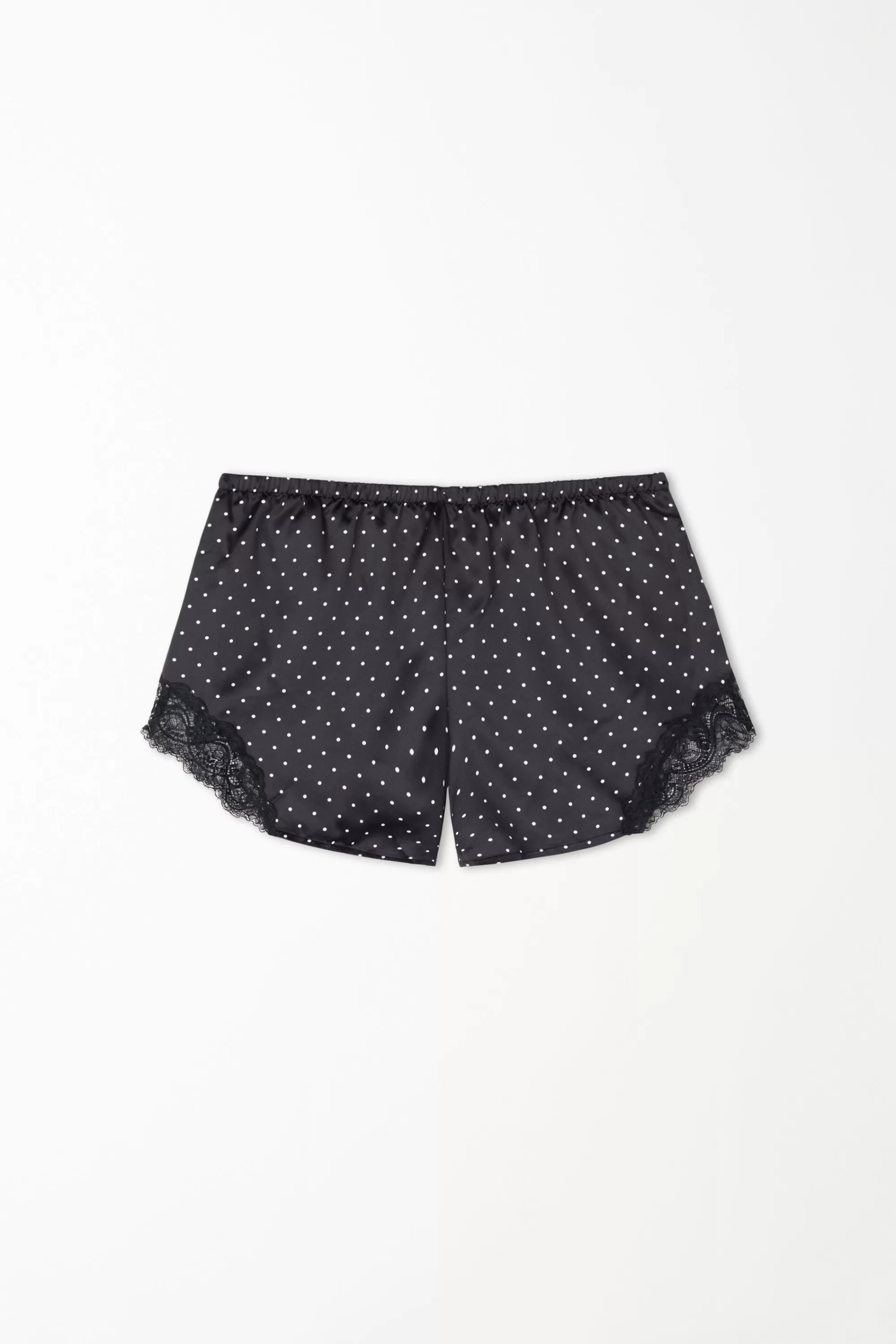 Shop Pantaloncino Corto In Raso Stampato E Pizzo - Pigiami Combinabili - Donna | Shorts | Pigiami combinabili