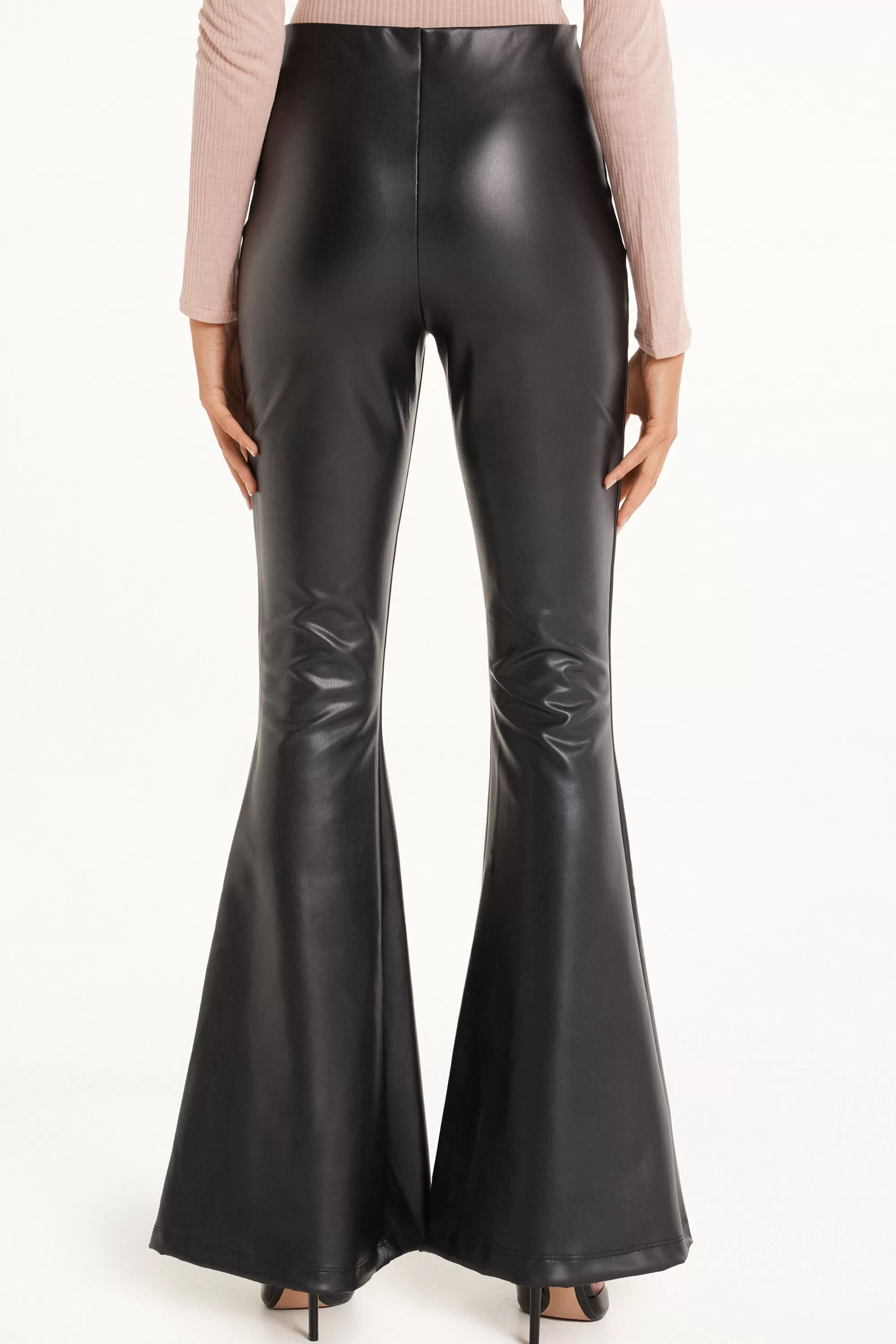 Cheap Pantalone Flare Effetto Spalmato Con Arriccio In Vita - Pantaloni - Donna | Pantaloni
