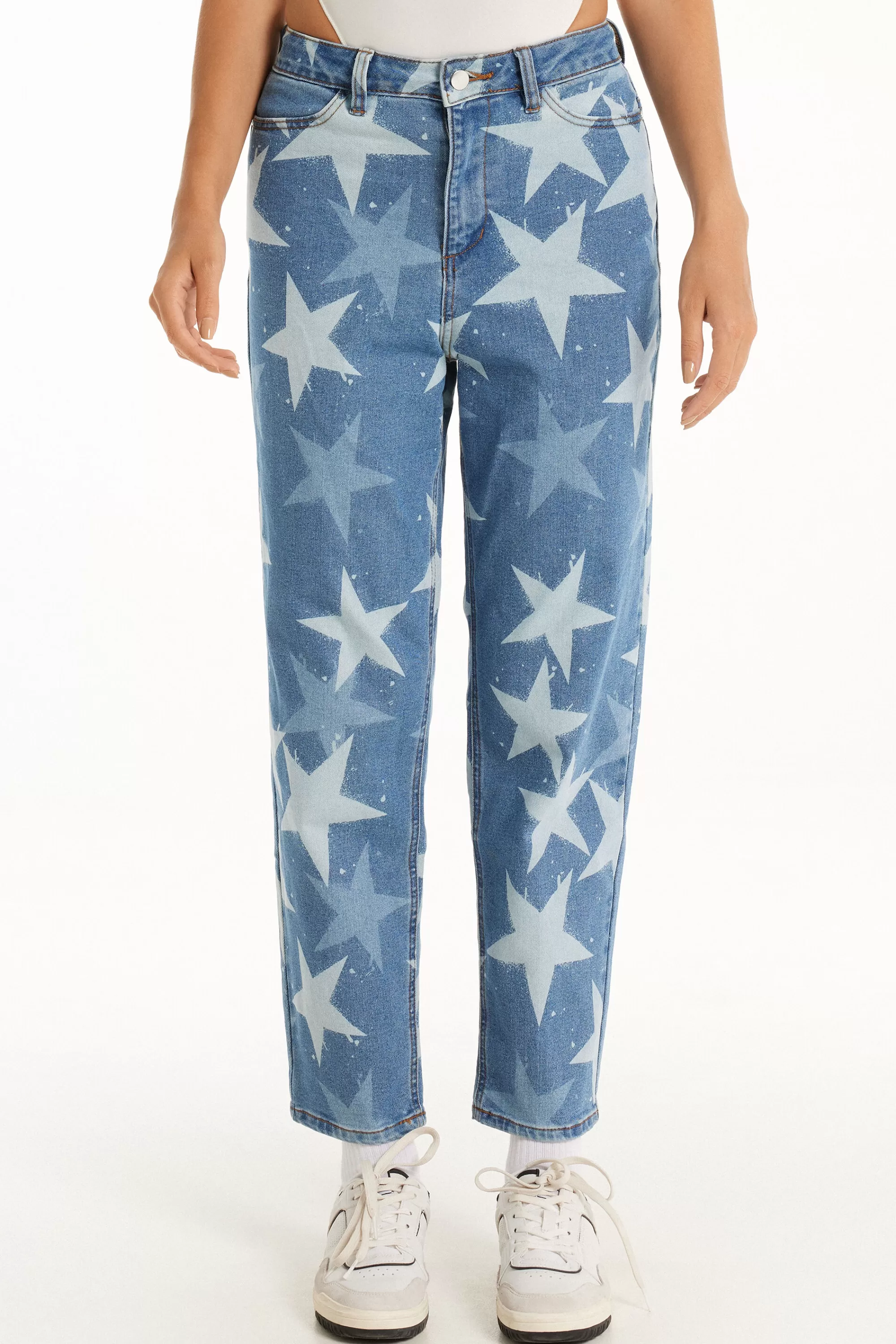 Clearance Pantalone In Denim Stampato - Pantaloni - Donna | Jeans | Pantaloni