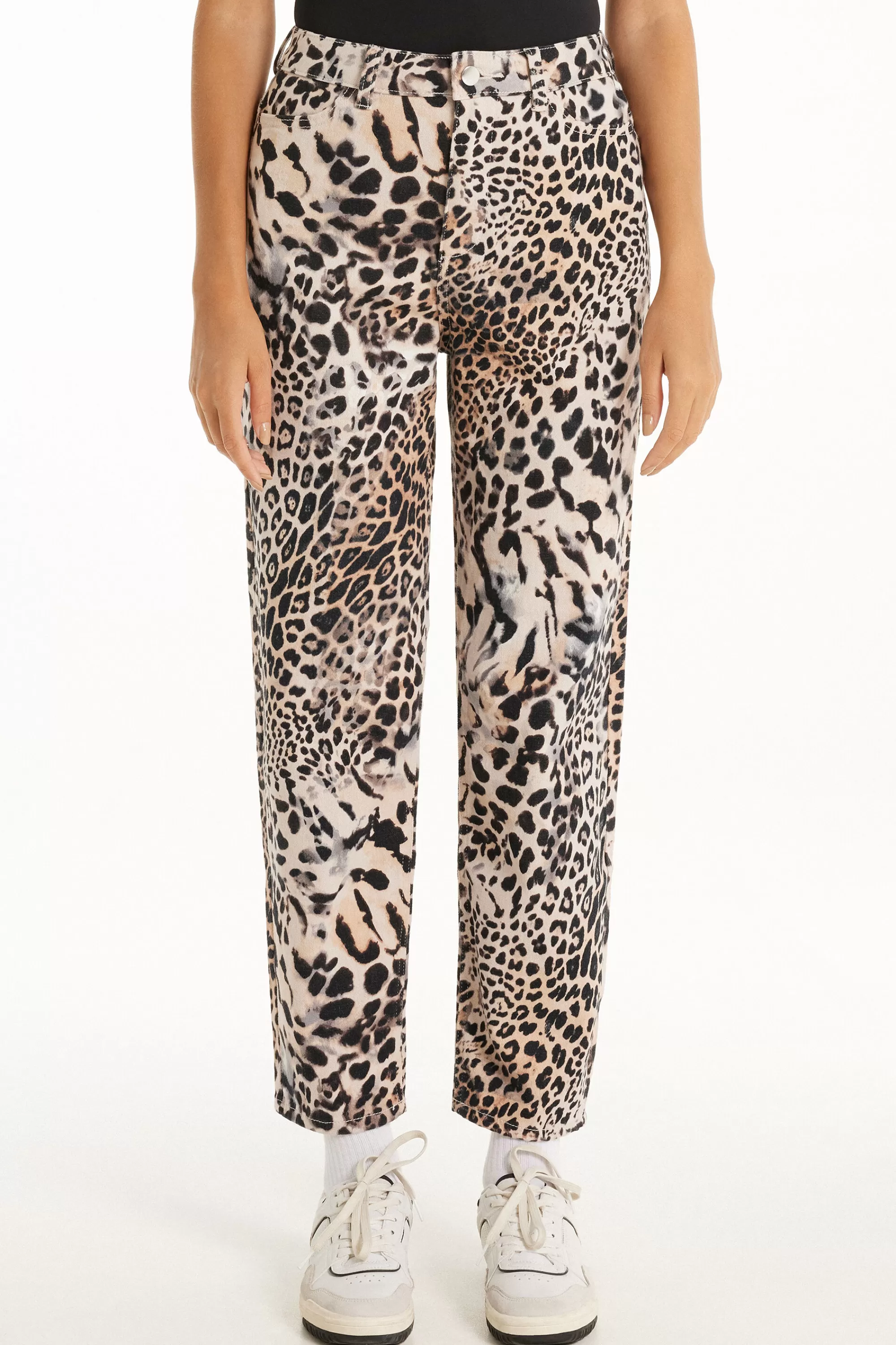 Online Pantalone In Denim Stampato - Pantaloni - Donna | Jeans | Pantaloni