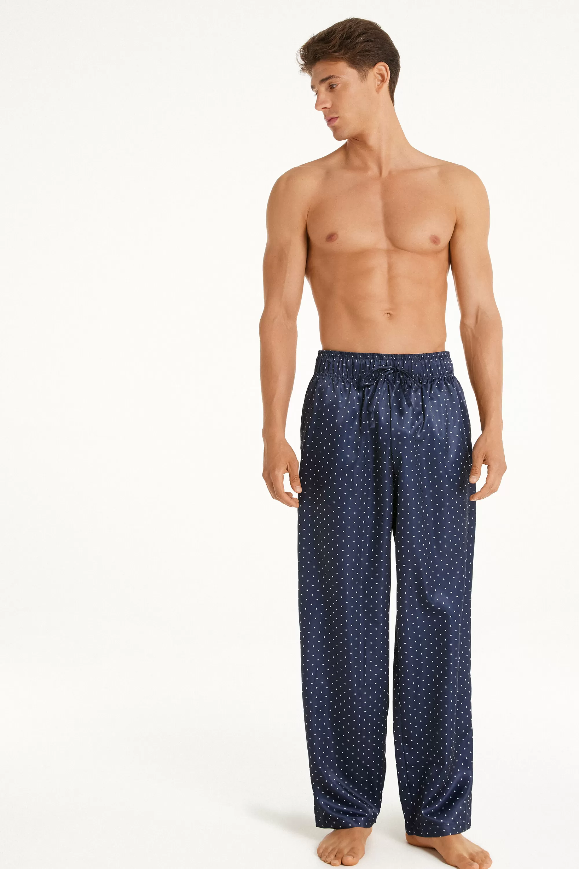 Outlet Pantalone In Raso Con Tasche E Coulisse - Pigiami Lunghi - Uomo | Pantaloni lunghi | Pigiami lunghi