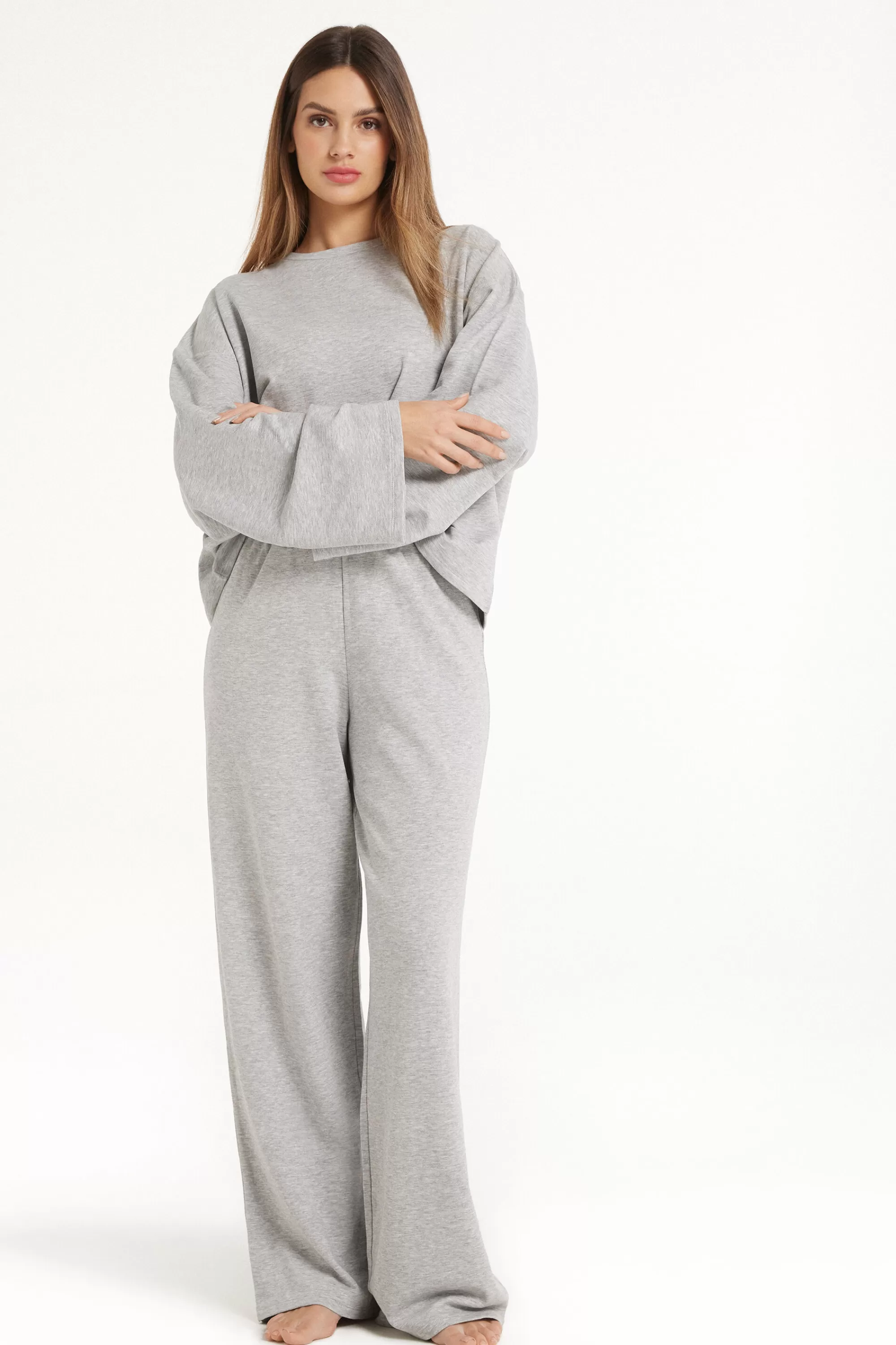 Discount Pantalone Lungo A Palazzo In Felpa Di Cotone Comfy - Pigiami Combinabili - Donna | Felpe | Pigiami combinabili