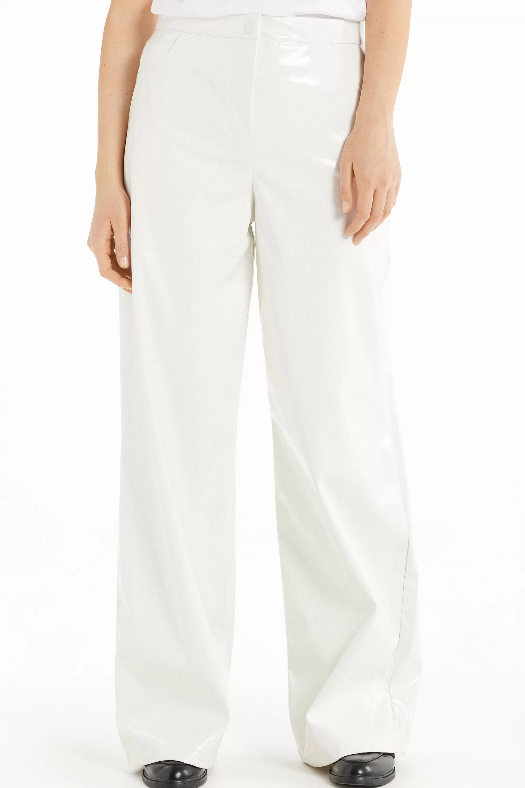 Hot Pantalone Lungo Dritto Effetto Vinile - Pantaloni - Donna | Pantaloni