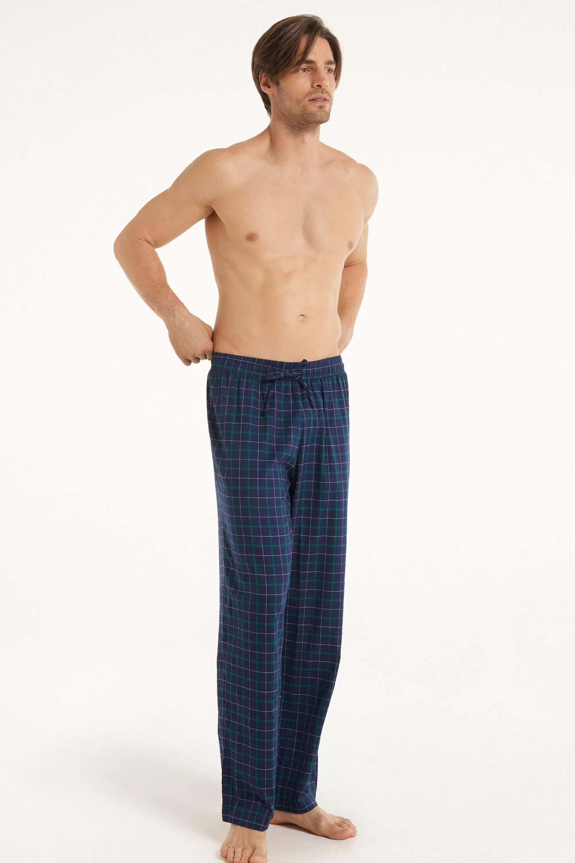 New Pantalone Lungo Dritto In Tela Di Cotone - Pigiami Lunghi - Uomo | Pantaloni lunghi | Pigiami lunghi