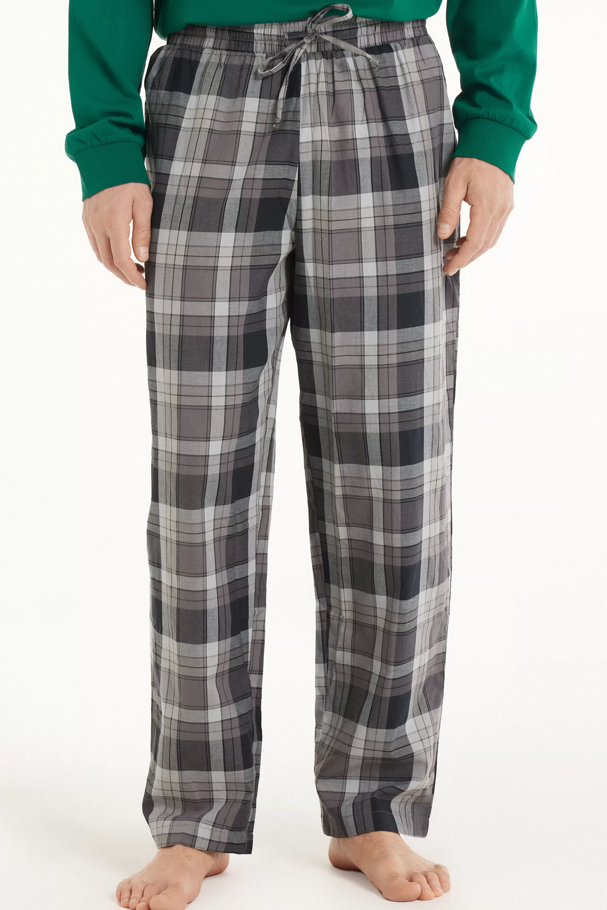 Sale Pantalone Lungo Dritto In Tela Di Cotone - Pigiami Lunghi - Uomo | Pantaloni lunghi | Pigiami lunghi