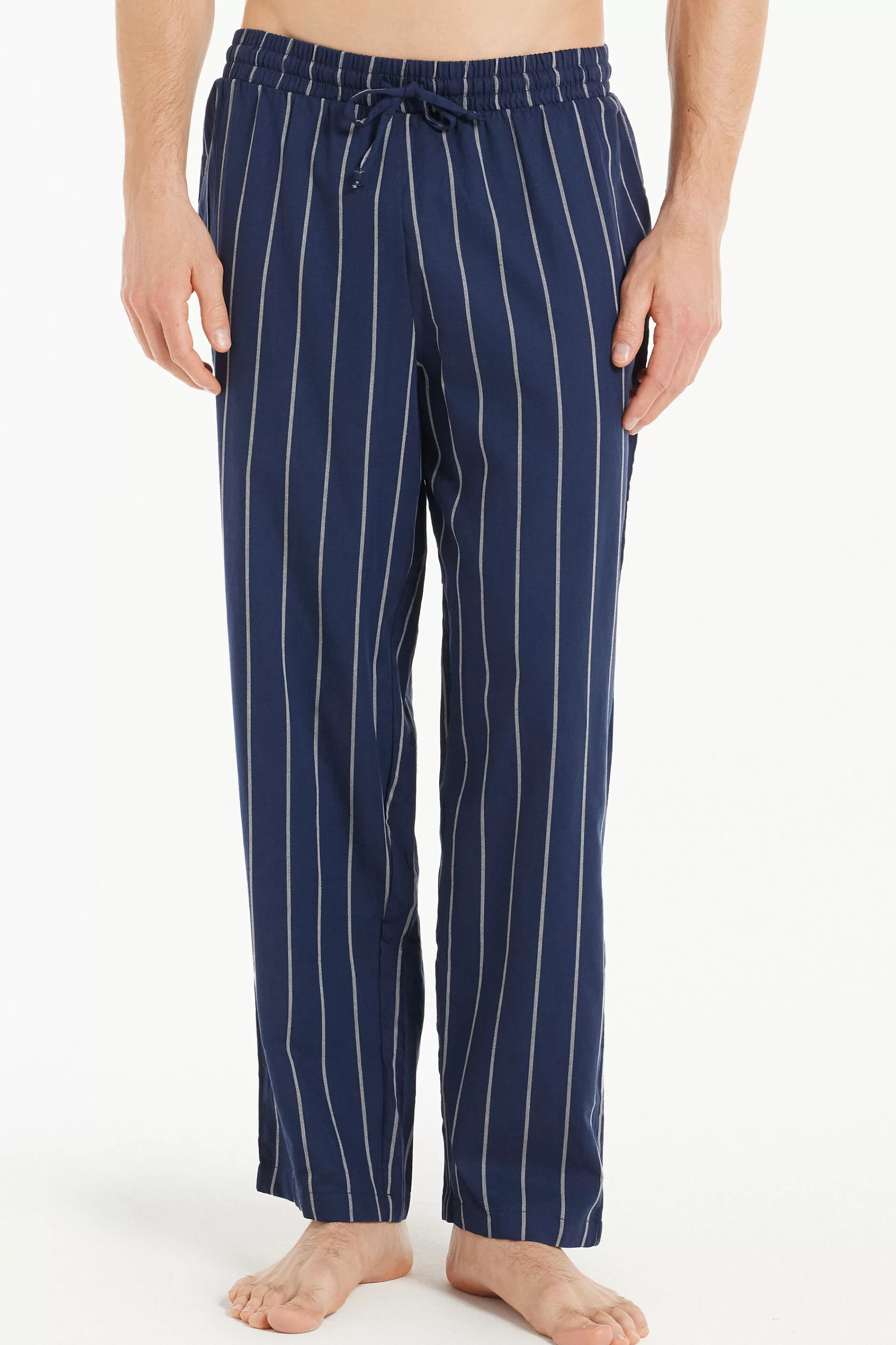 Cheap Pantalone Lungo Dritto In Tela Di Cotone - Pigiami Lunghi - Uomo | Pantaloni lunghi | Pigiami lunghi