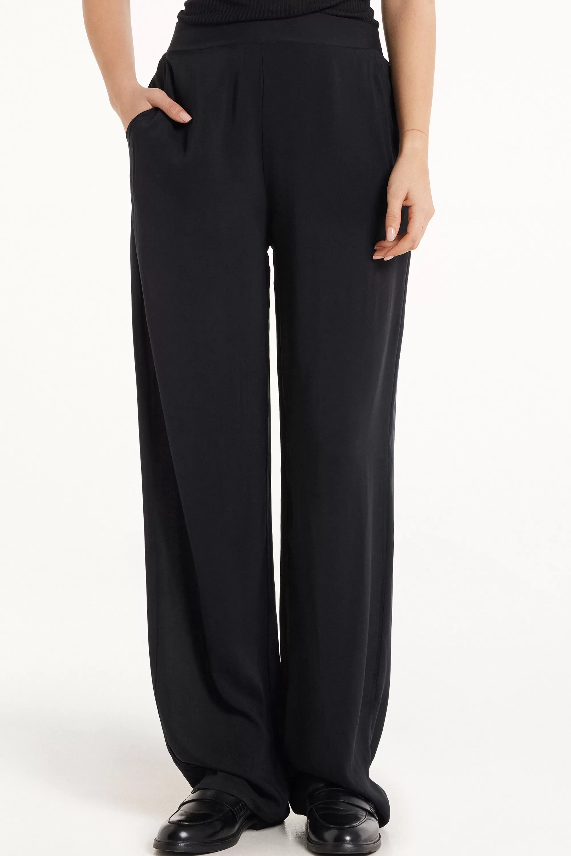 Outlet Pantalone Lungo Dritto Tela Viscosa - Pantaloni - Donna | Pantaloni