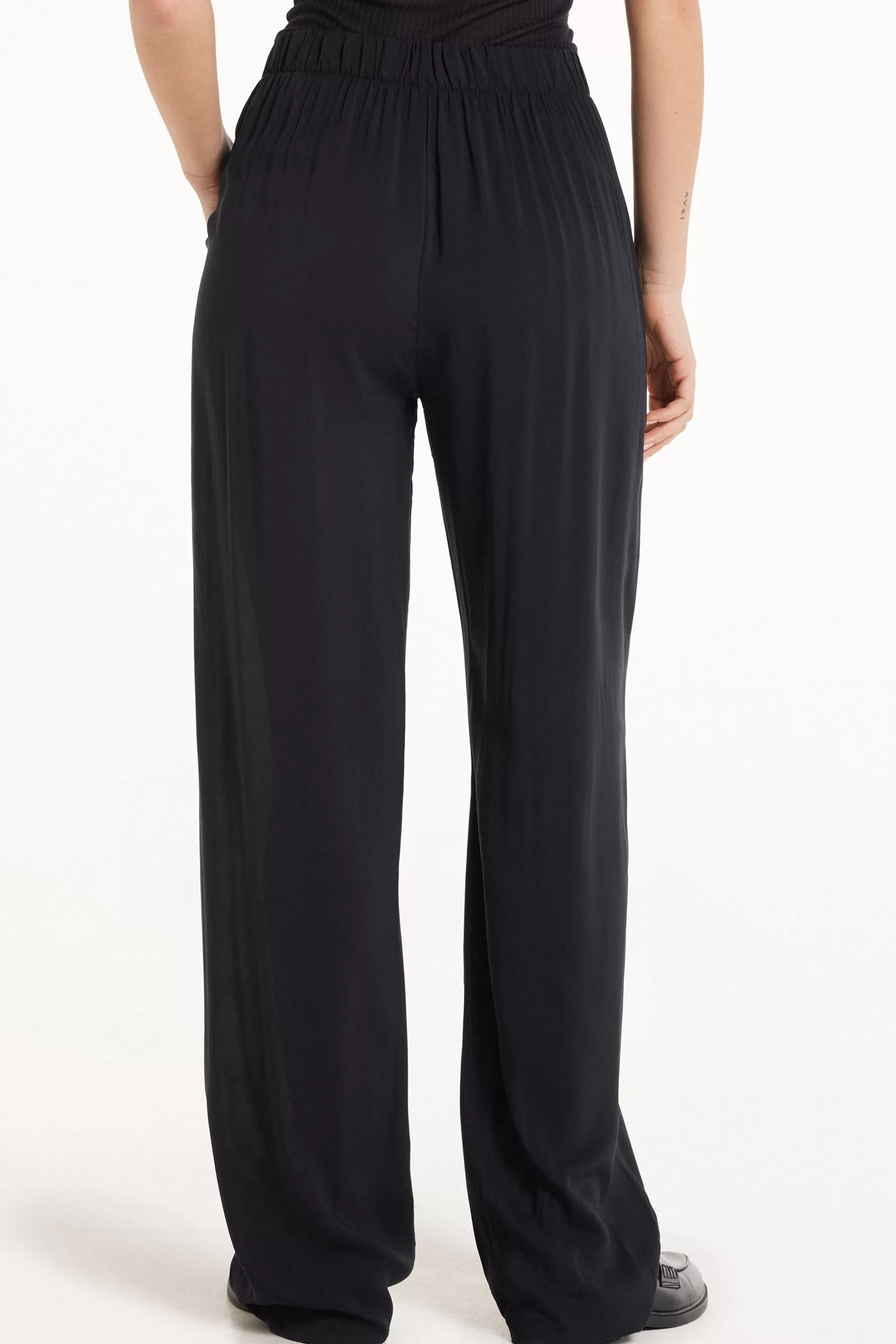 Outlet Pantalone Lungo Dritto Tela Viscosa - Pantaloni - Donna | Pantaloni