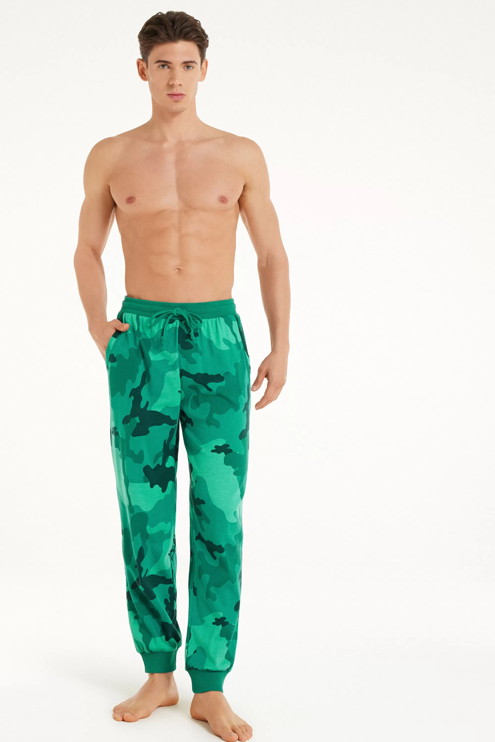 Cheap Pantalone Lungo In Cotone Con Coulisse - Pigiami Lunghi - Uomo | Pantaloni lunghi | Pigiami lunghi