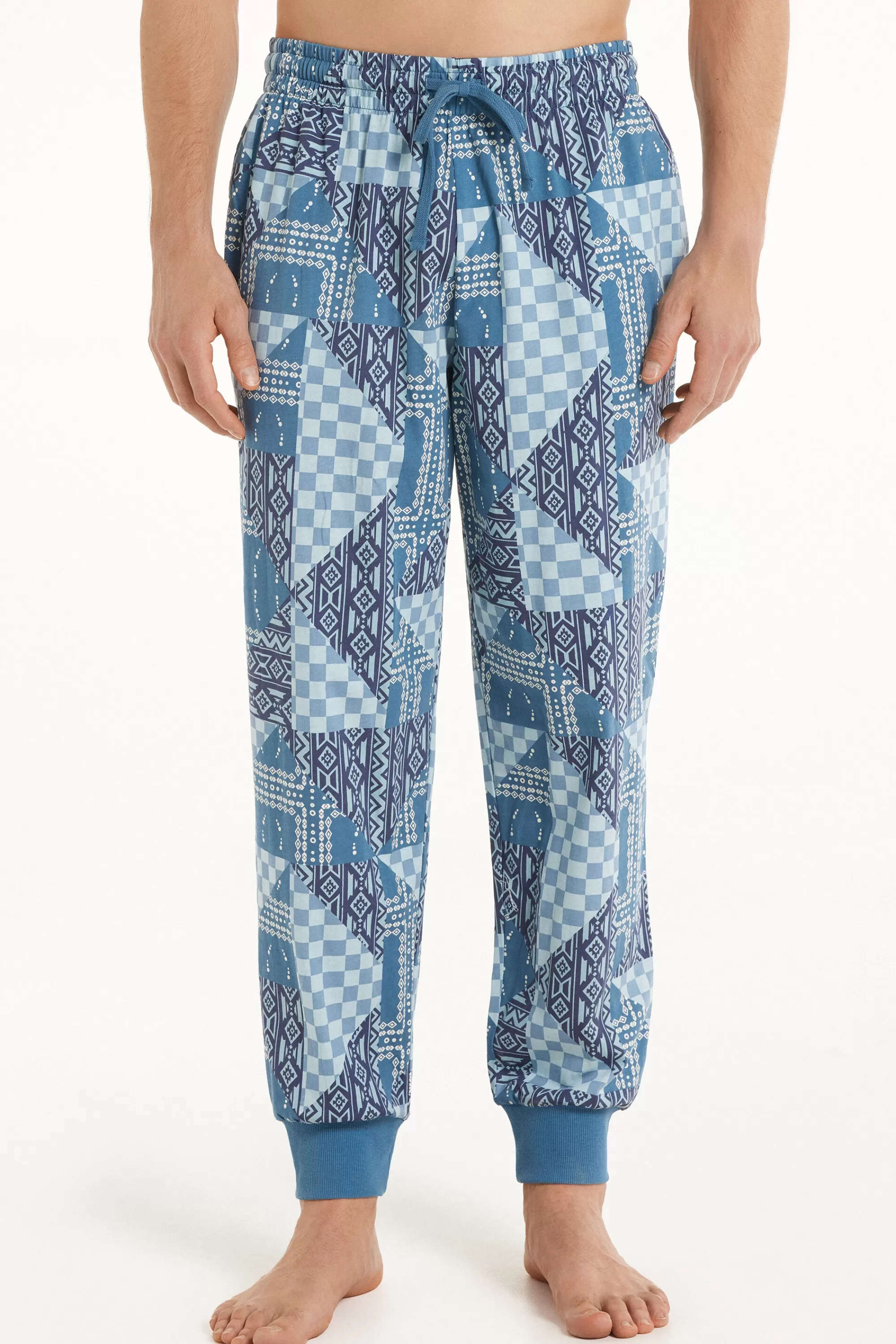 Hot Pantalone Lungo In Cotone Con Polsini - Pigiami Lunghi - Uomo | Pantaloni lunghi | Pigiami lunghi