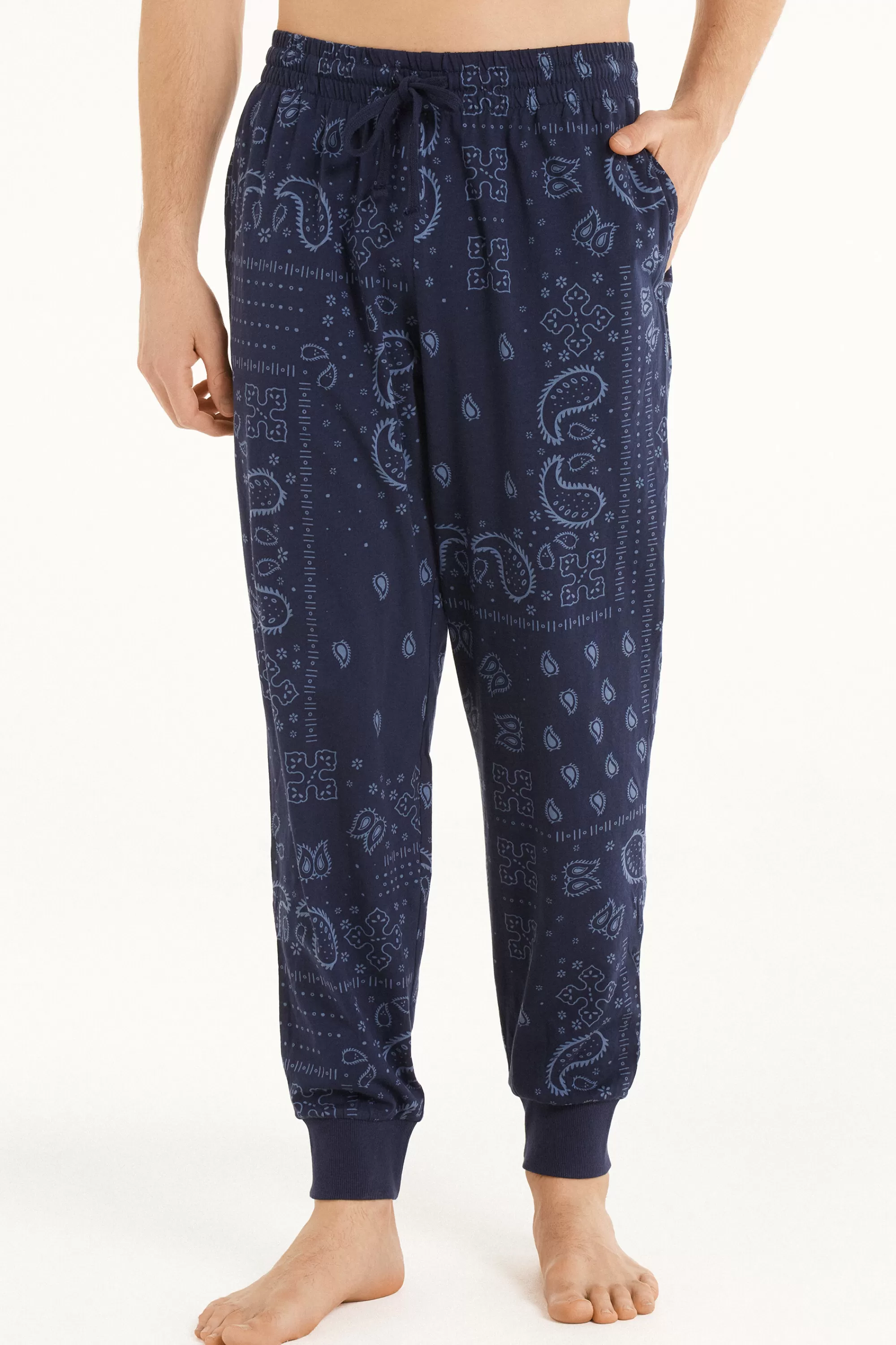 Cheap Pantalone Lungo In Cotone Con Polsini - Pigiami Lunghi - Uomo | Pantaloni lunghi | Pigiami lunghi