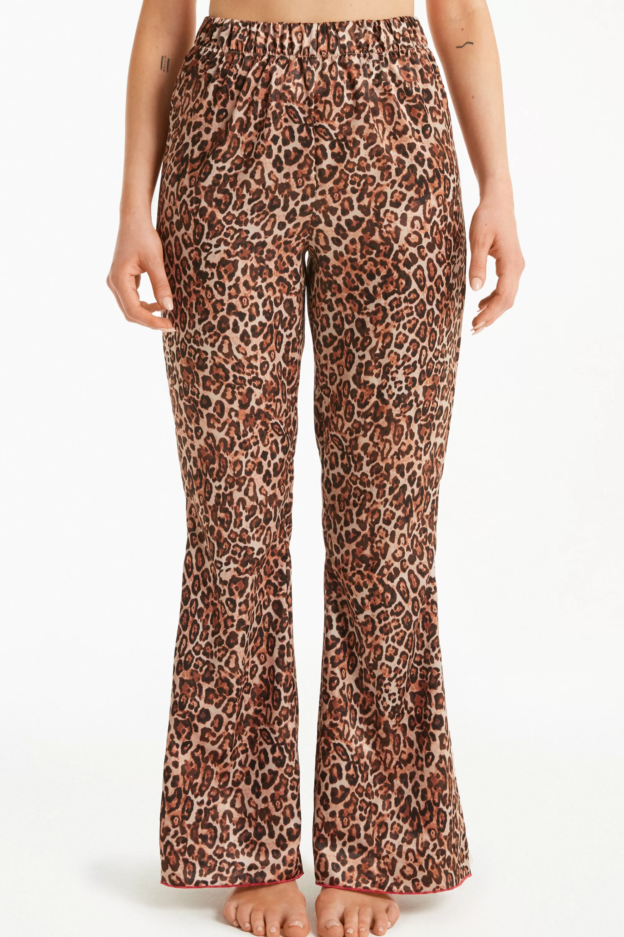 Store Pantalone Lungo In Raso Strawberry Leopard - Pigiami Combinabili - Donna | Pigiami combinabili