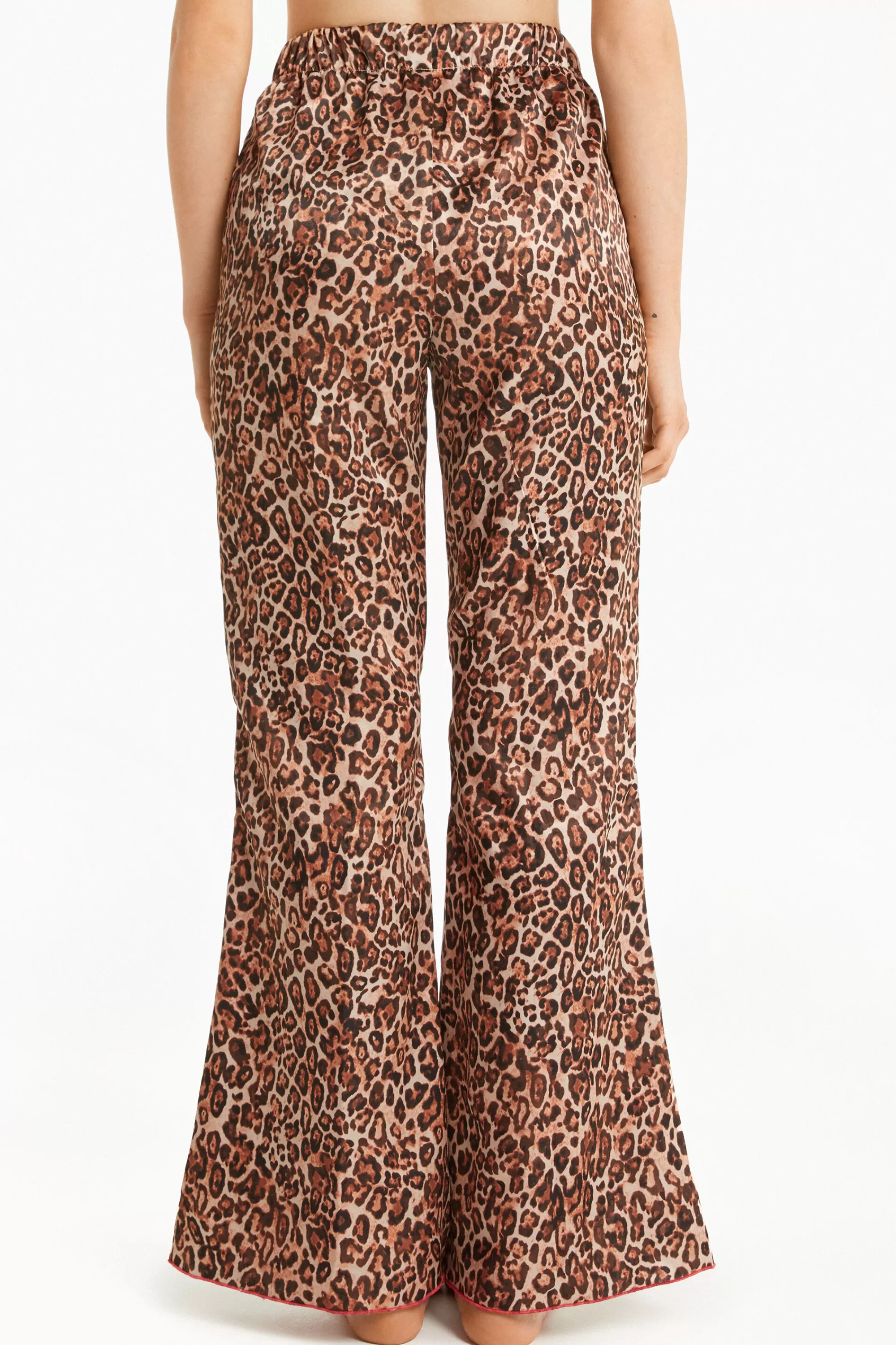 Store Pantalone Lungo In Raso Strawberry Leopard - Pigiami Combinabili - Donna | Pigiami combinabili