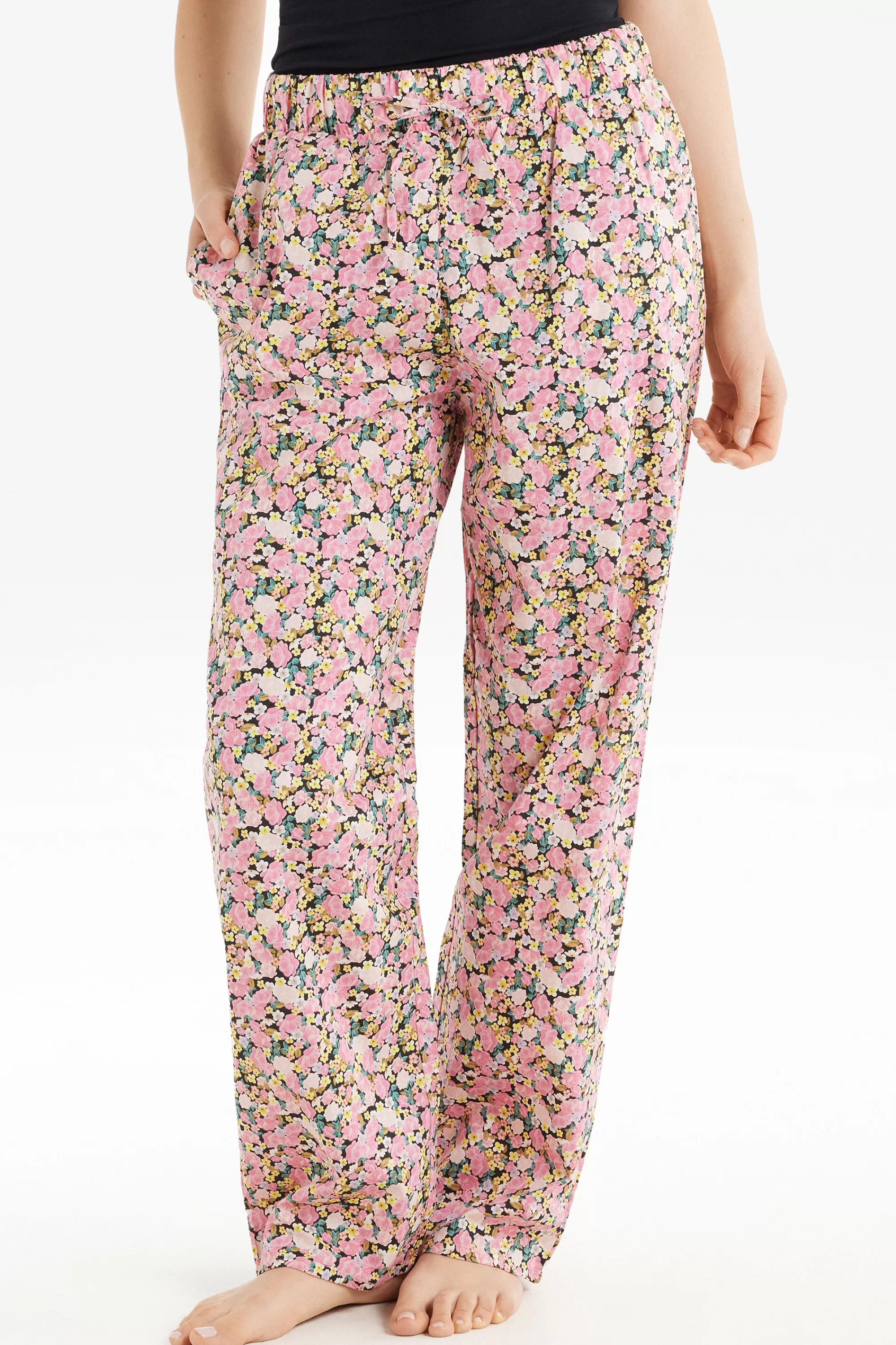 Online Pantalone Lungo In Tela Di Cotone Stampata - Pigiami Combinabili - Donna | Pigiami combinabili