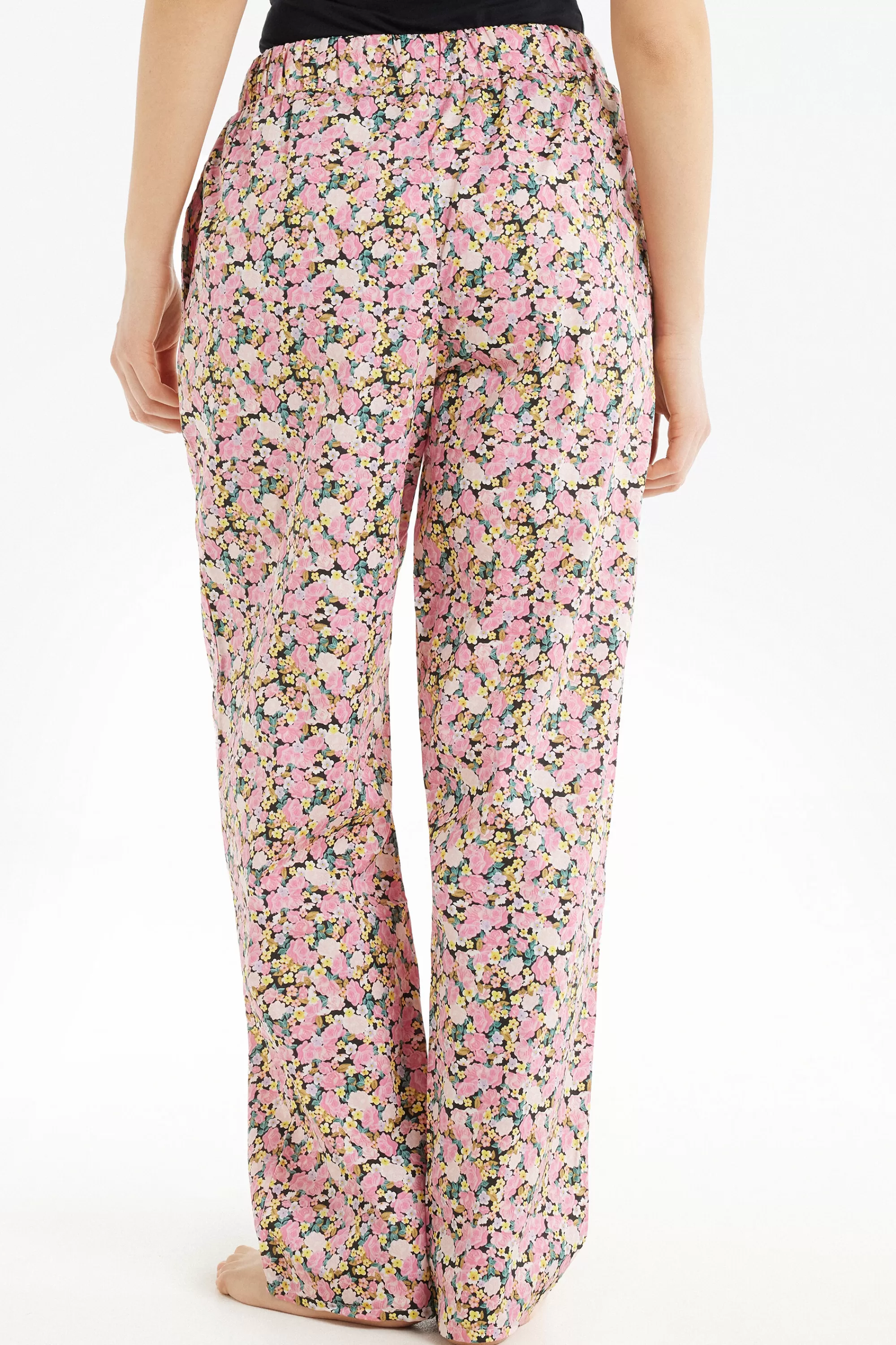 Online Pantalone Lungo In Tela Di Cotone Stampata - Pigiami Combinabili - Donna | Pigiami combinabili