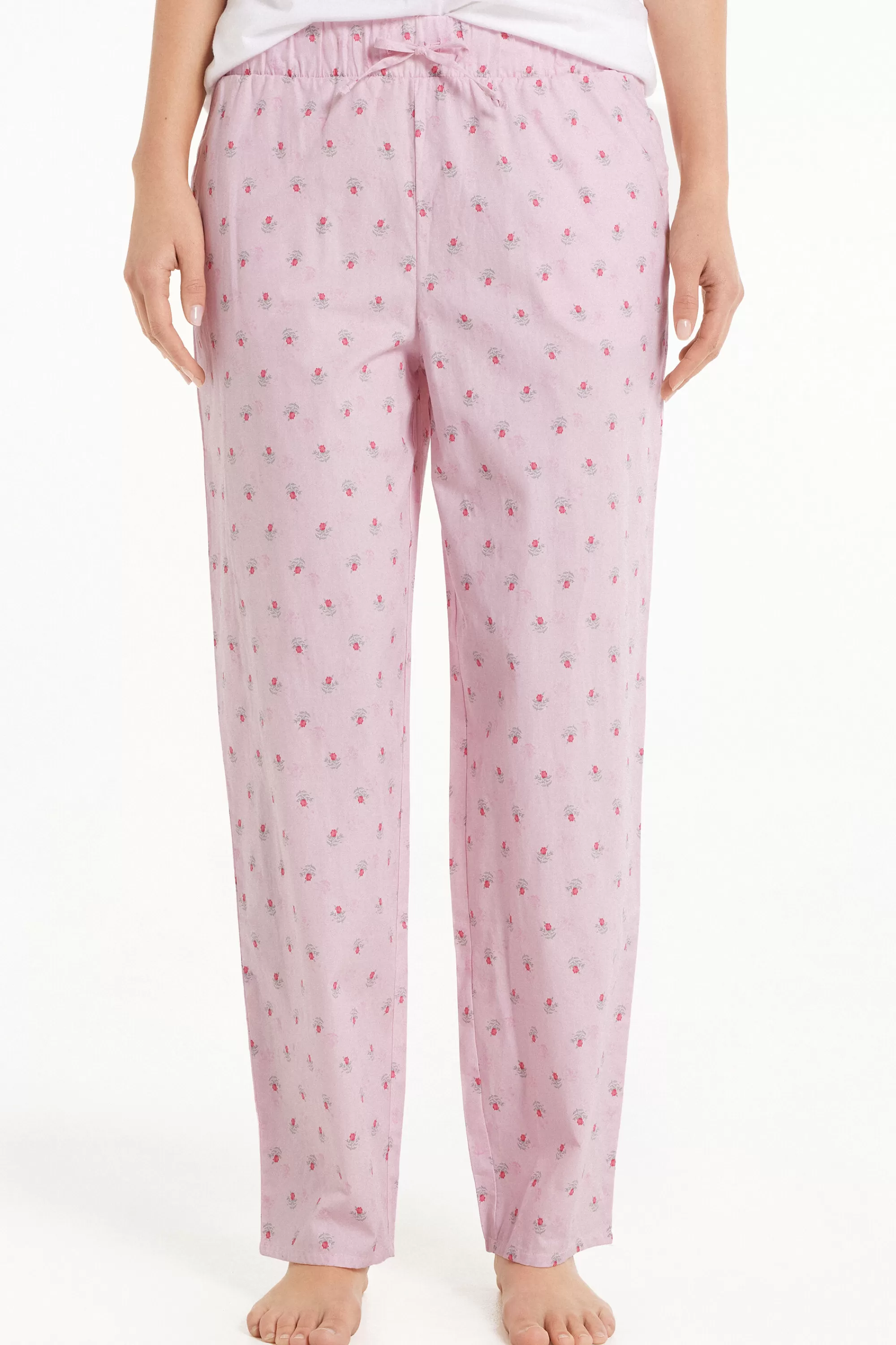 Online Pantalone Lungo In Tela Di Cotone Stampata - Pigiami Combinabili - Donna | Pigiami combinabili