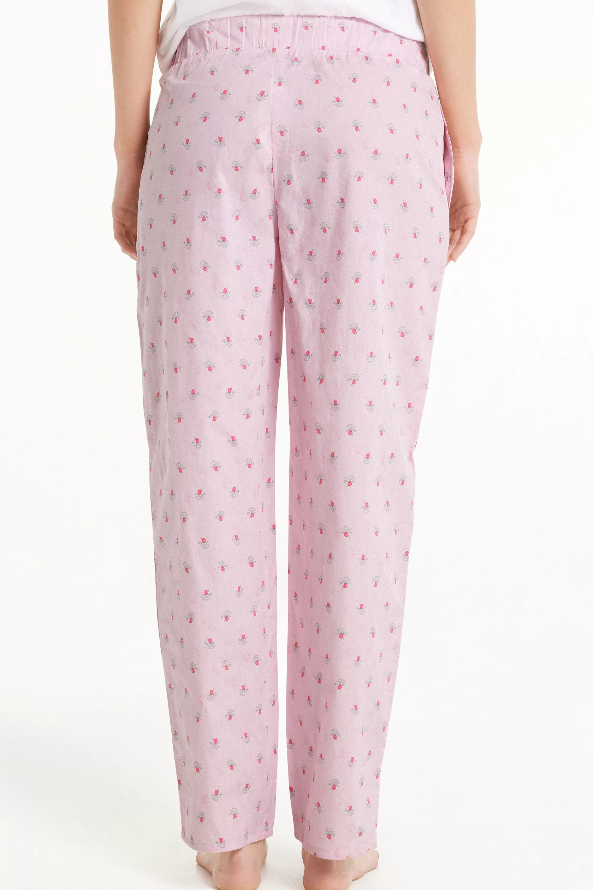 Online Pantalone Lungo In Tela Di Cotone Stampata - Pigiami Combinabili - Donna | Pigiami combinabili