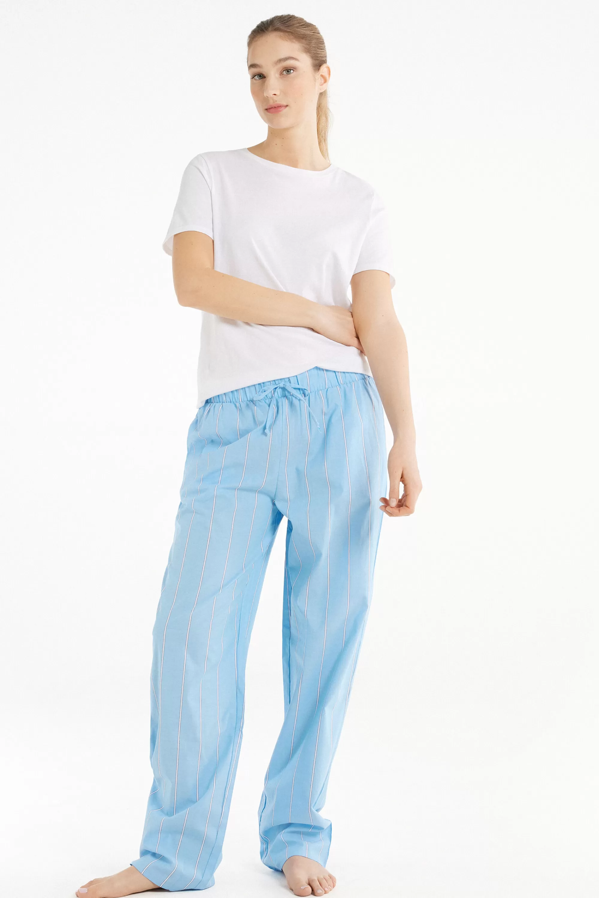Best Pantalone Lungo In Tela Di Cotone Stampata - Pigiami Combinabili - Donna | Pigiami combinabili
